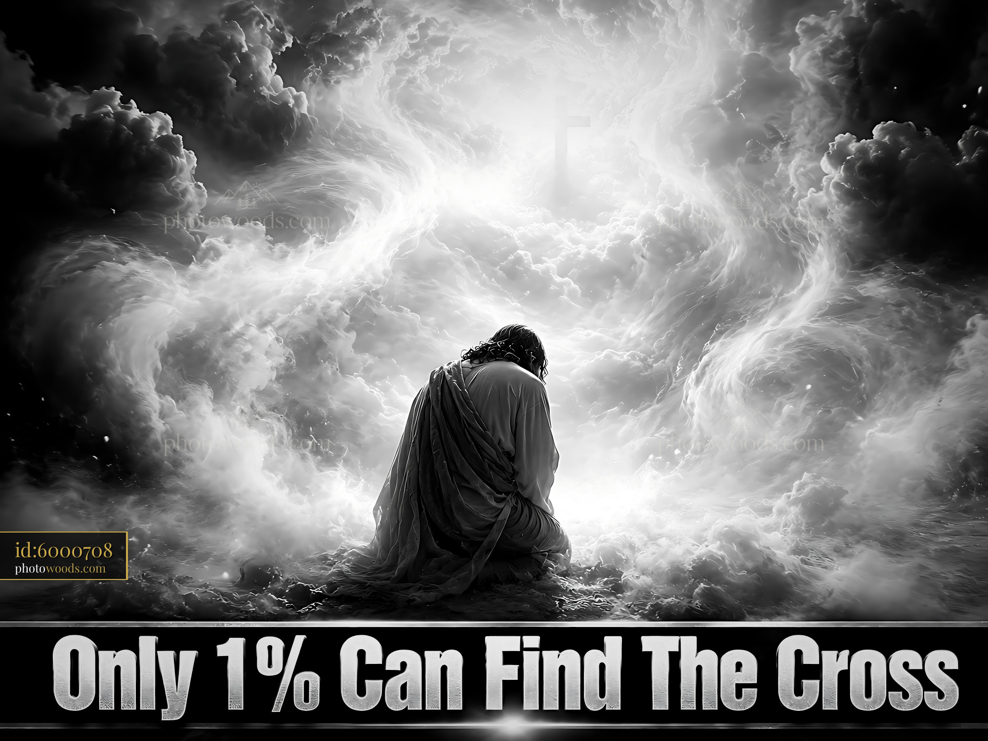Person Praying With Clouds and Light in Background