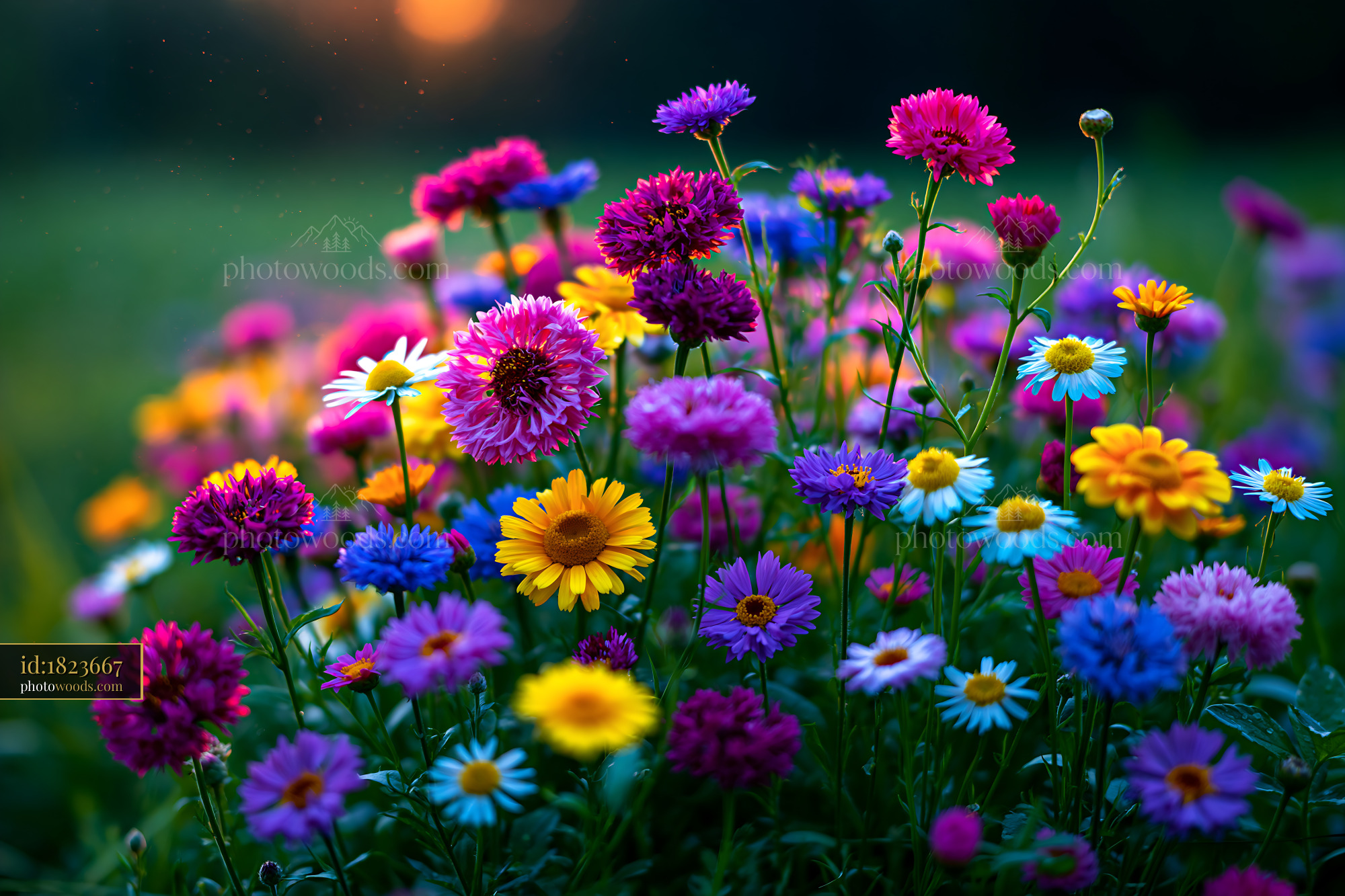 Flowers Bloom in a Colorful Garden During Sunset