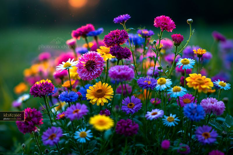 Flowers Bloom in a Colorful Garden During Sunset