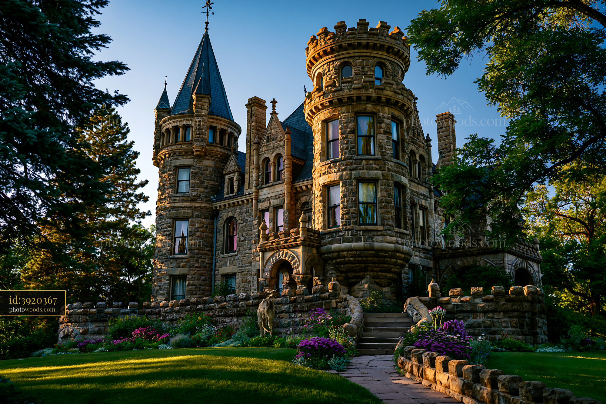 Richthofen Castle in Denver CO With Gardens and Stone Architecture