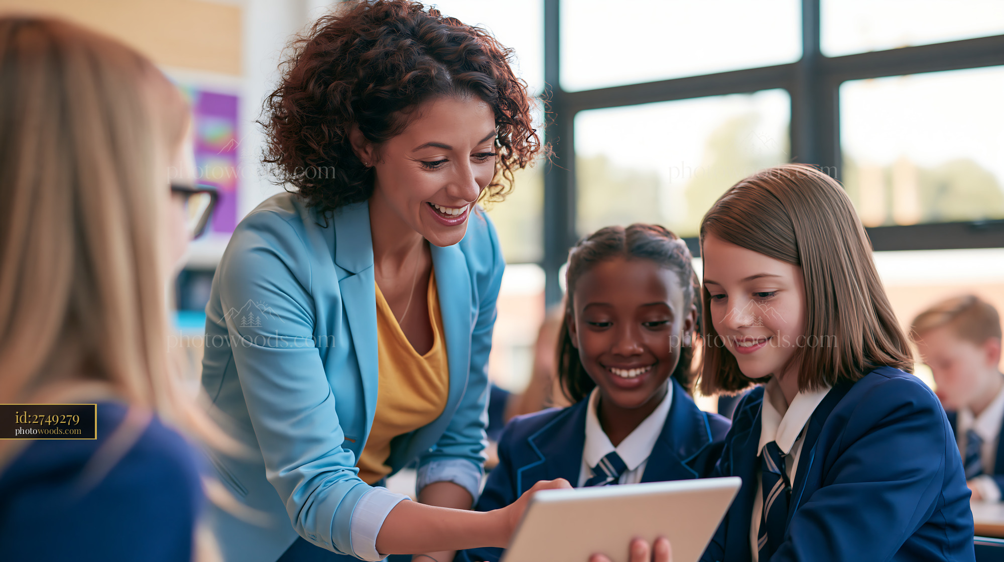 Teacher Engaging With Students Using Learning App