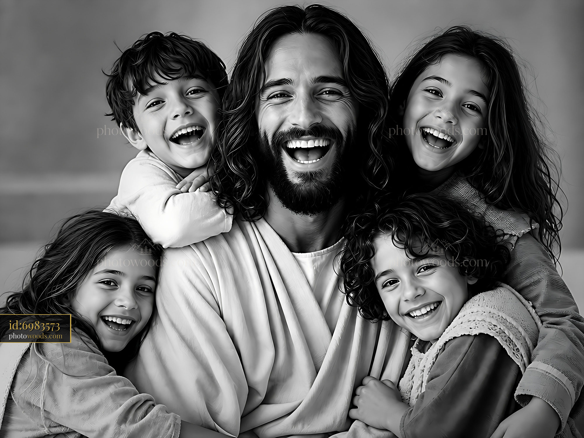Man Smiles With Children in Warm and Bright Setting