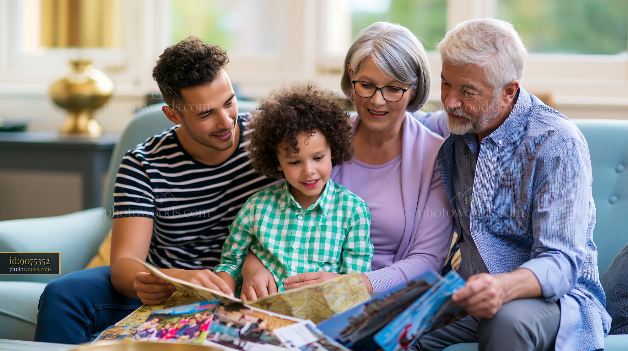 Multiracial Family Studying Together in a Cozy Living Room
