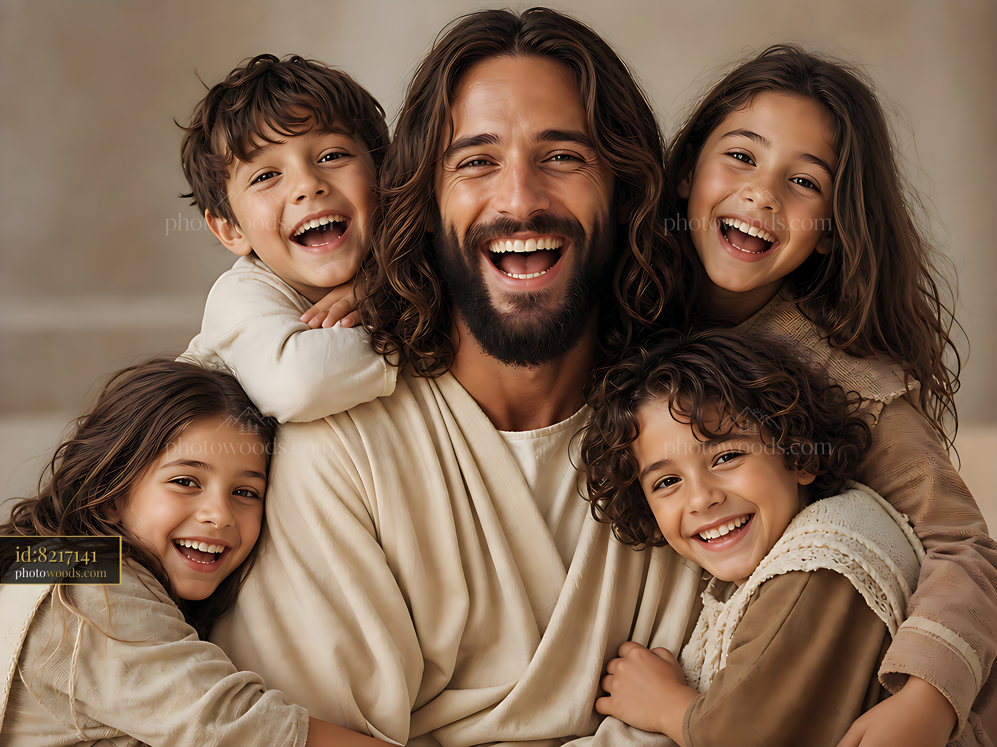 Man Smiling With Children in Warm Indoor Setting Sharing Joy