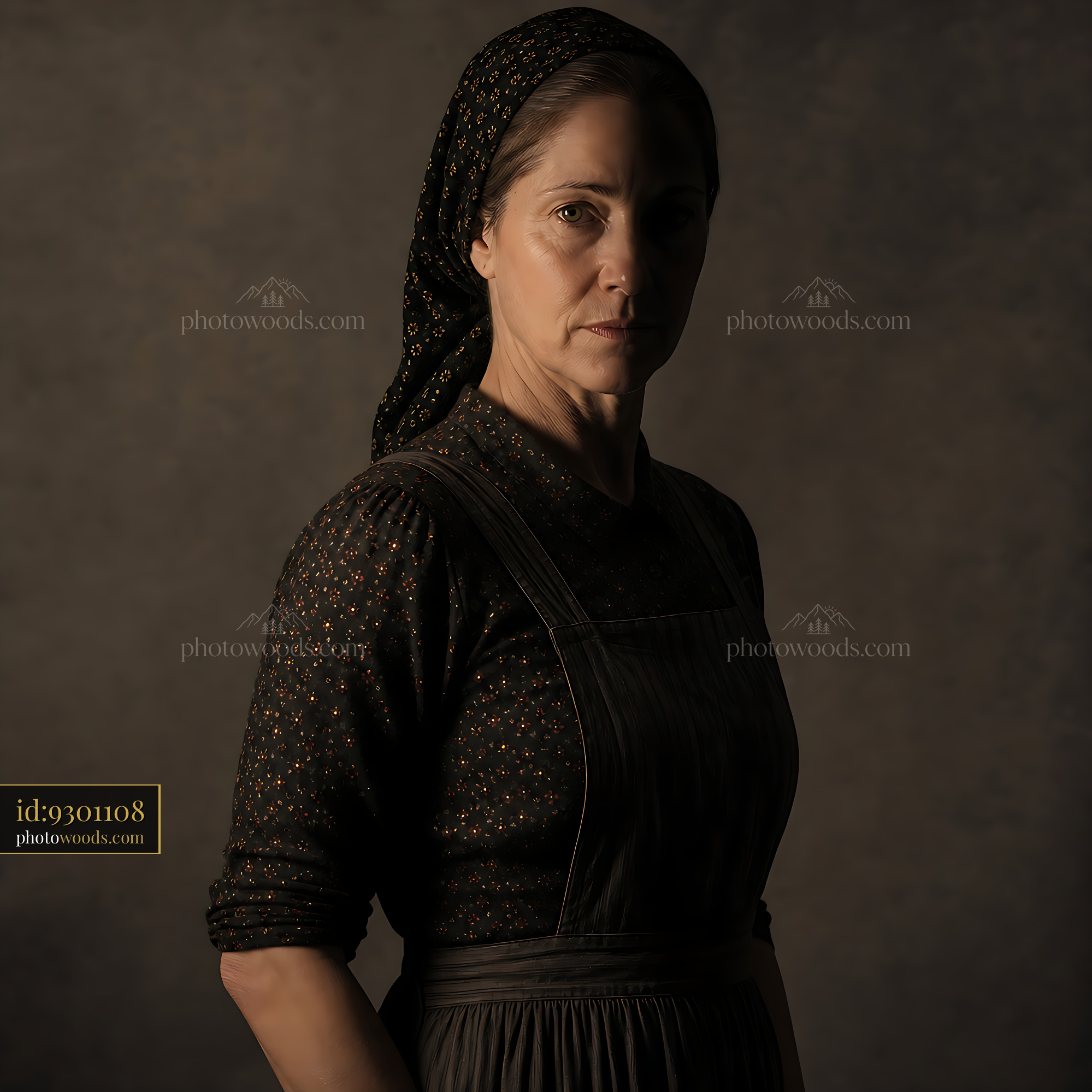Woman in Dark Attire Stands With a Serious Expression Indoors