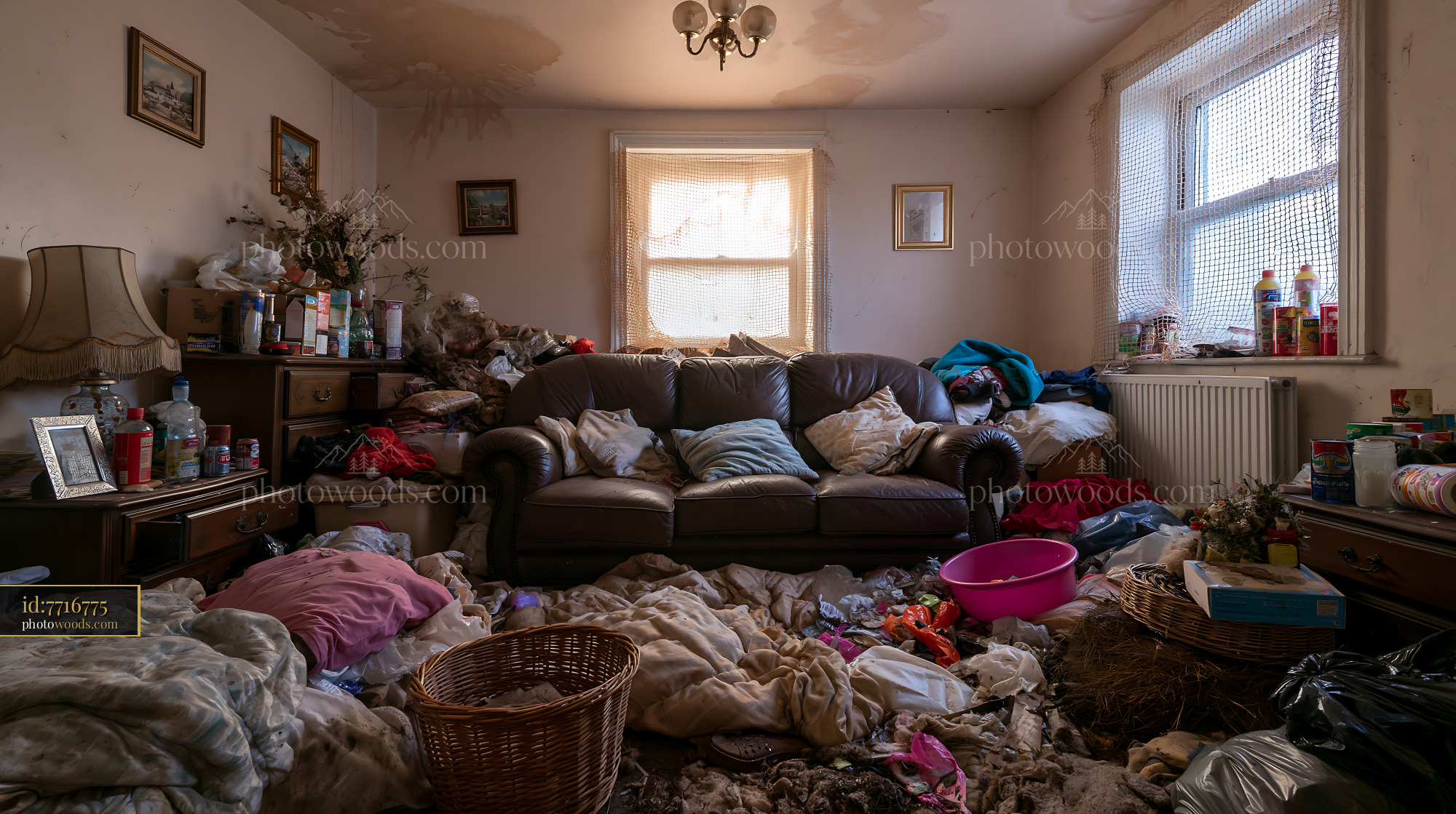 Cluttered Hoarder Style Living Room With Various Items