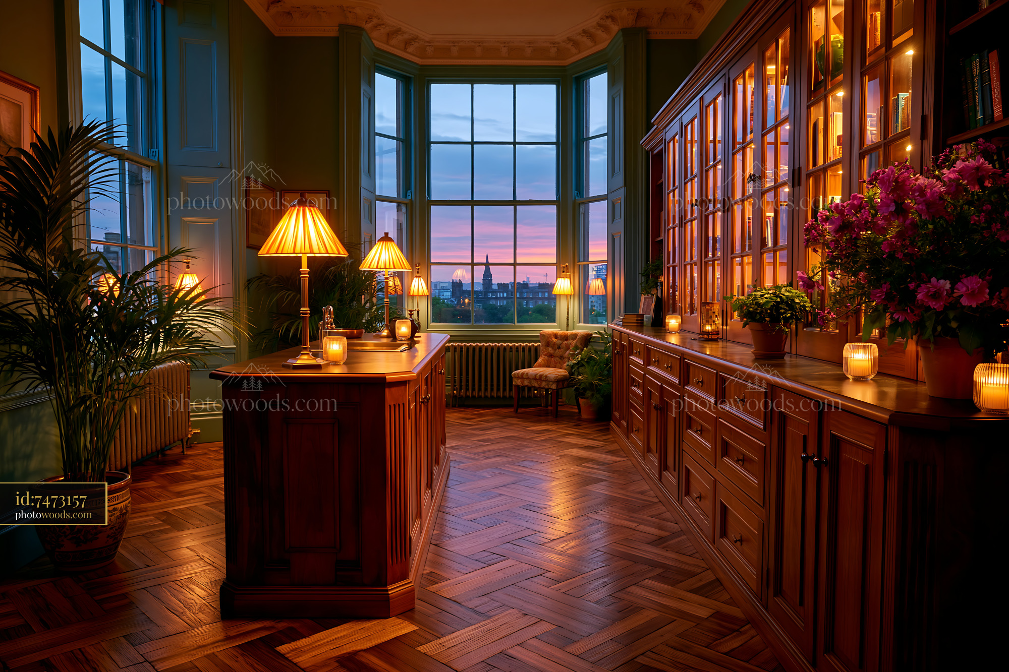 Cozy Dressing Room With View at Sunset in a Grand City