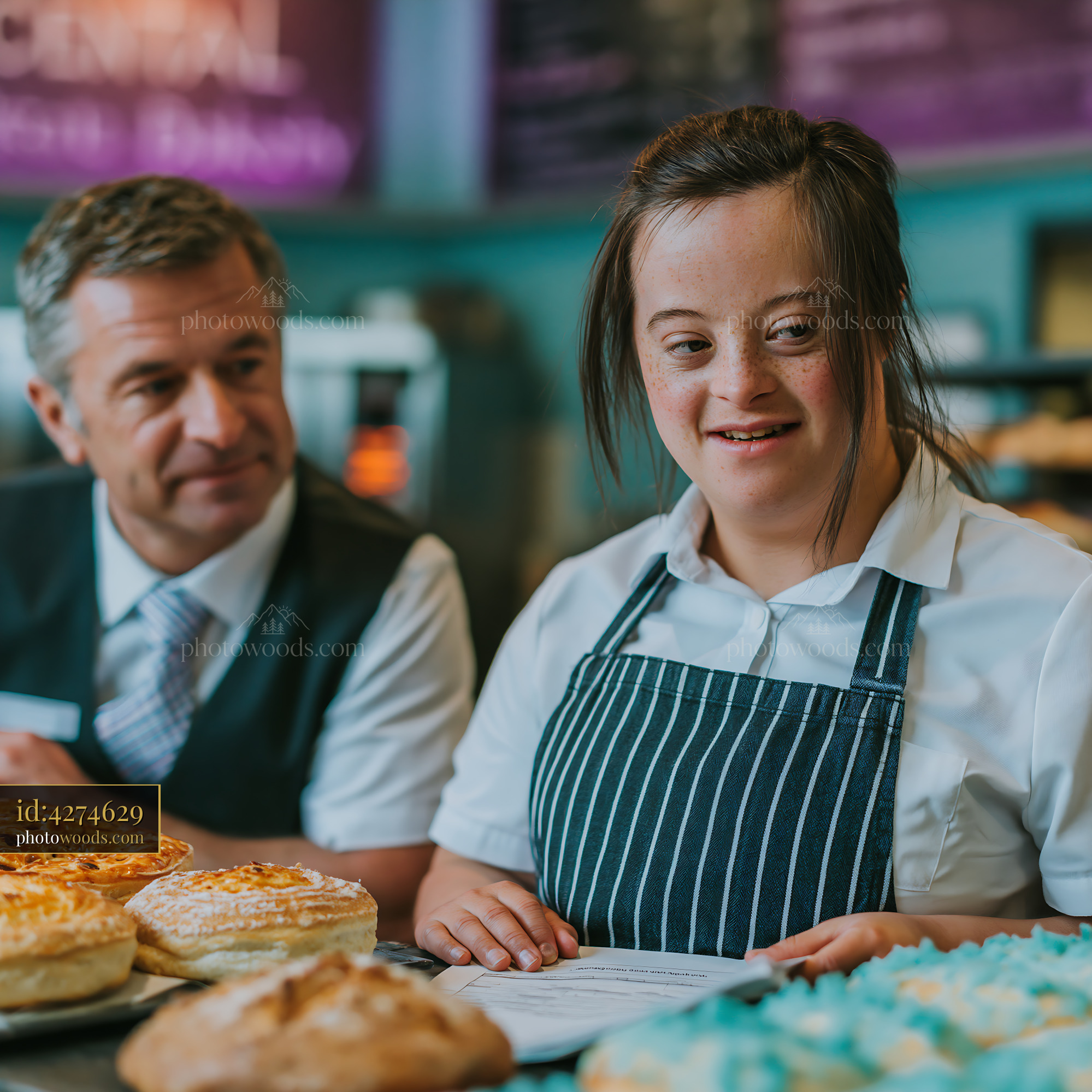 Young Woman With Down Syndrome Working in a Bakery Setting