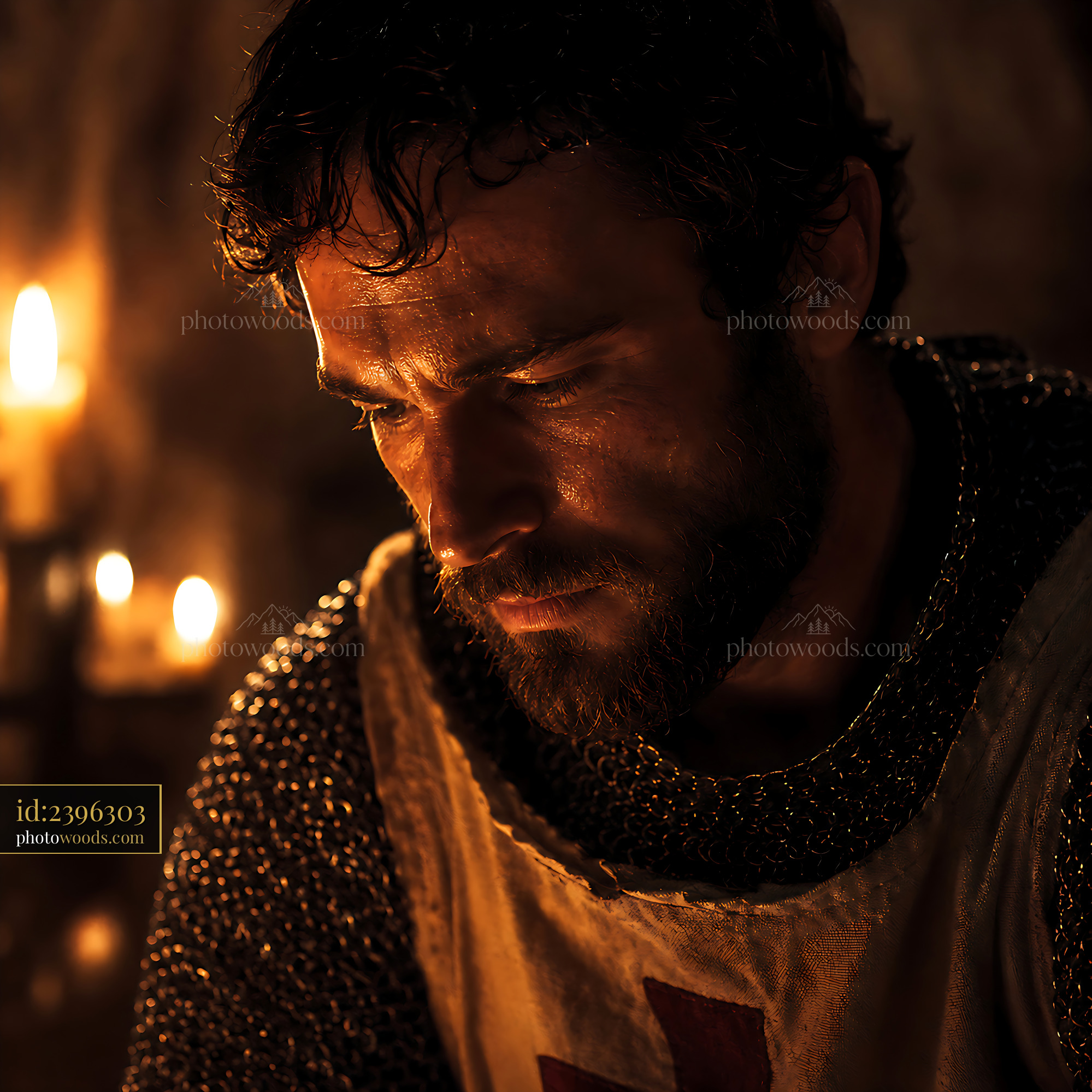 Knight Reflects in Candlelight, Deep in Thought