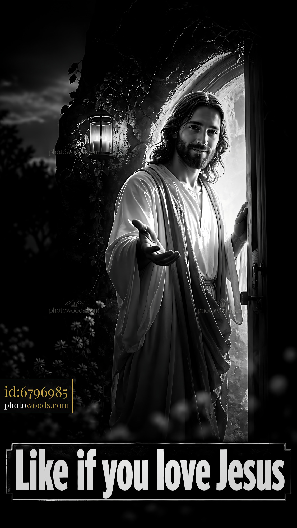 Jesus Stands at a Door Inviting People to Share Love