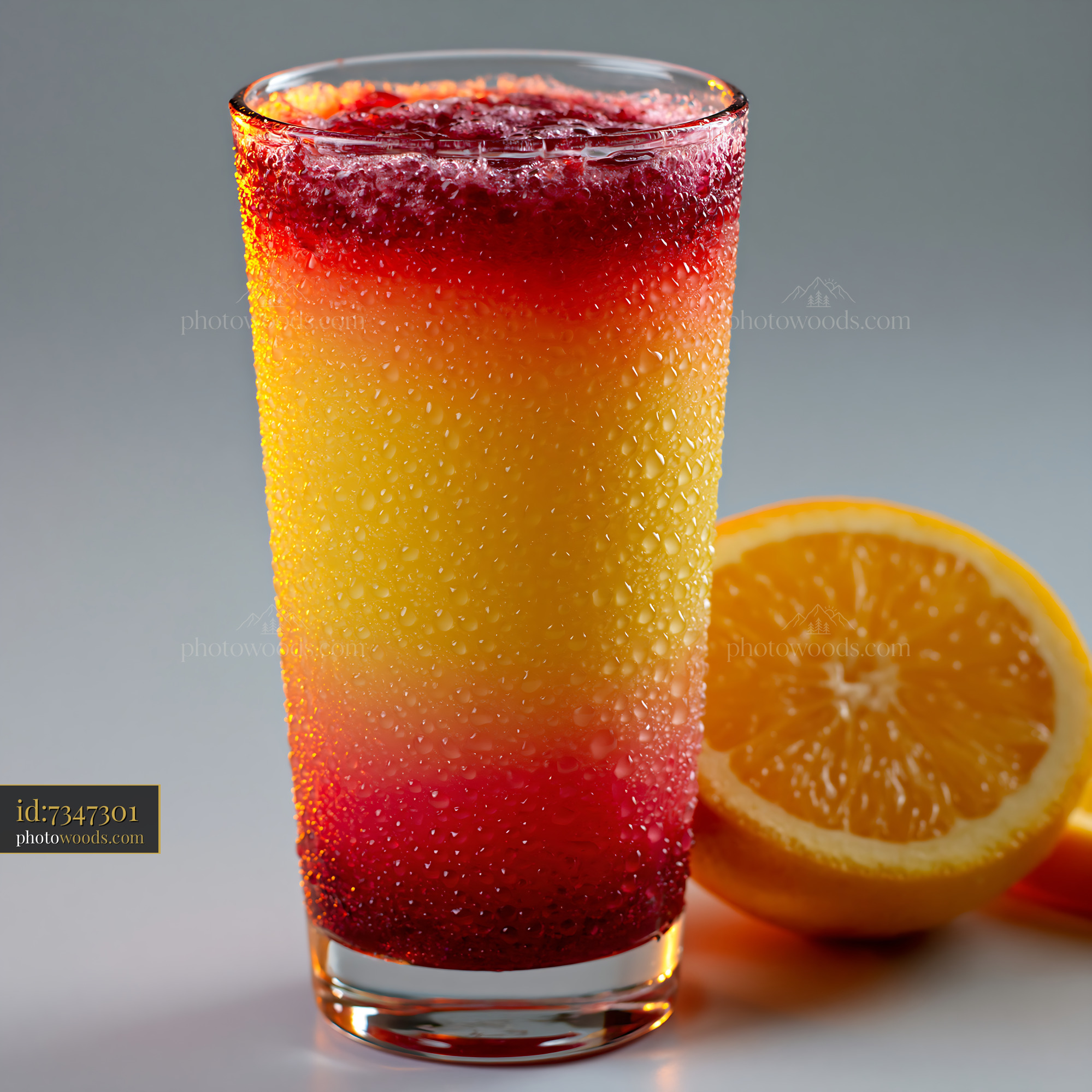 Tequila Sunrise Cocktail in Tall Glass With Orange Slice