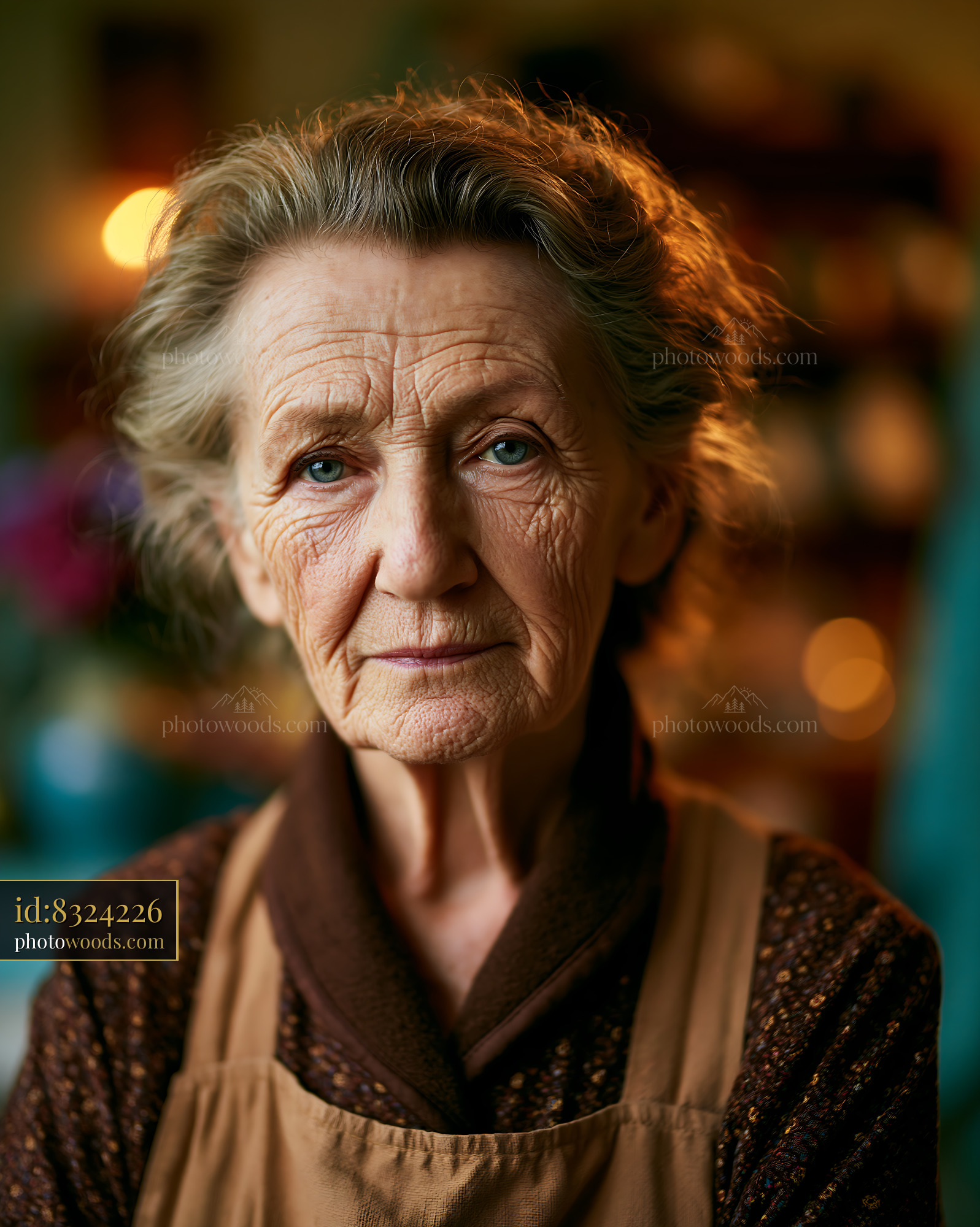 Elderly Woman With Gentle Expression in a Cozy Indoor Setting