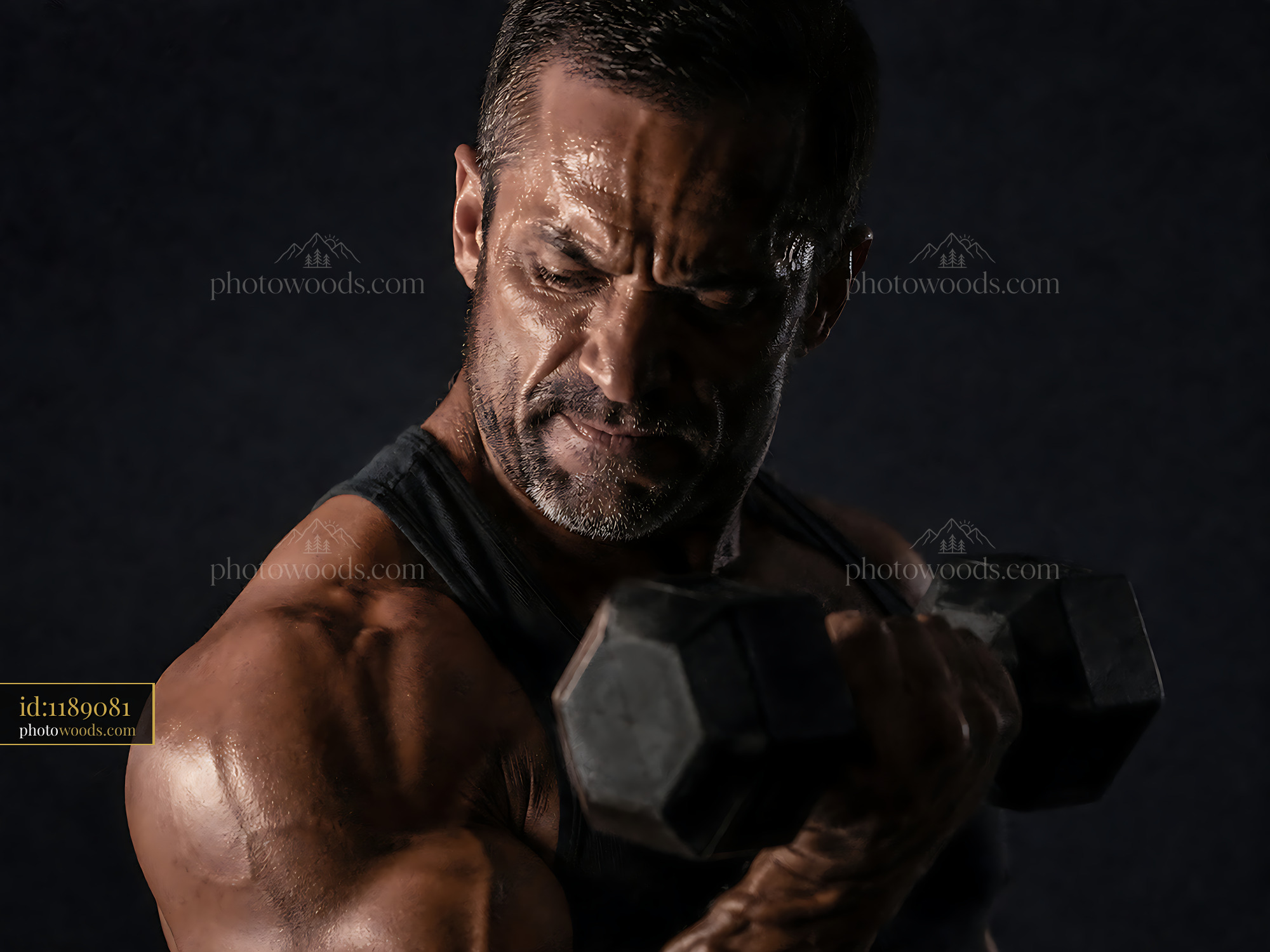 Man Lifting Dumbbell Showing Strength During Workout Session