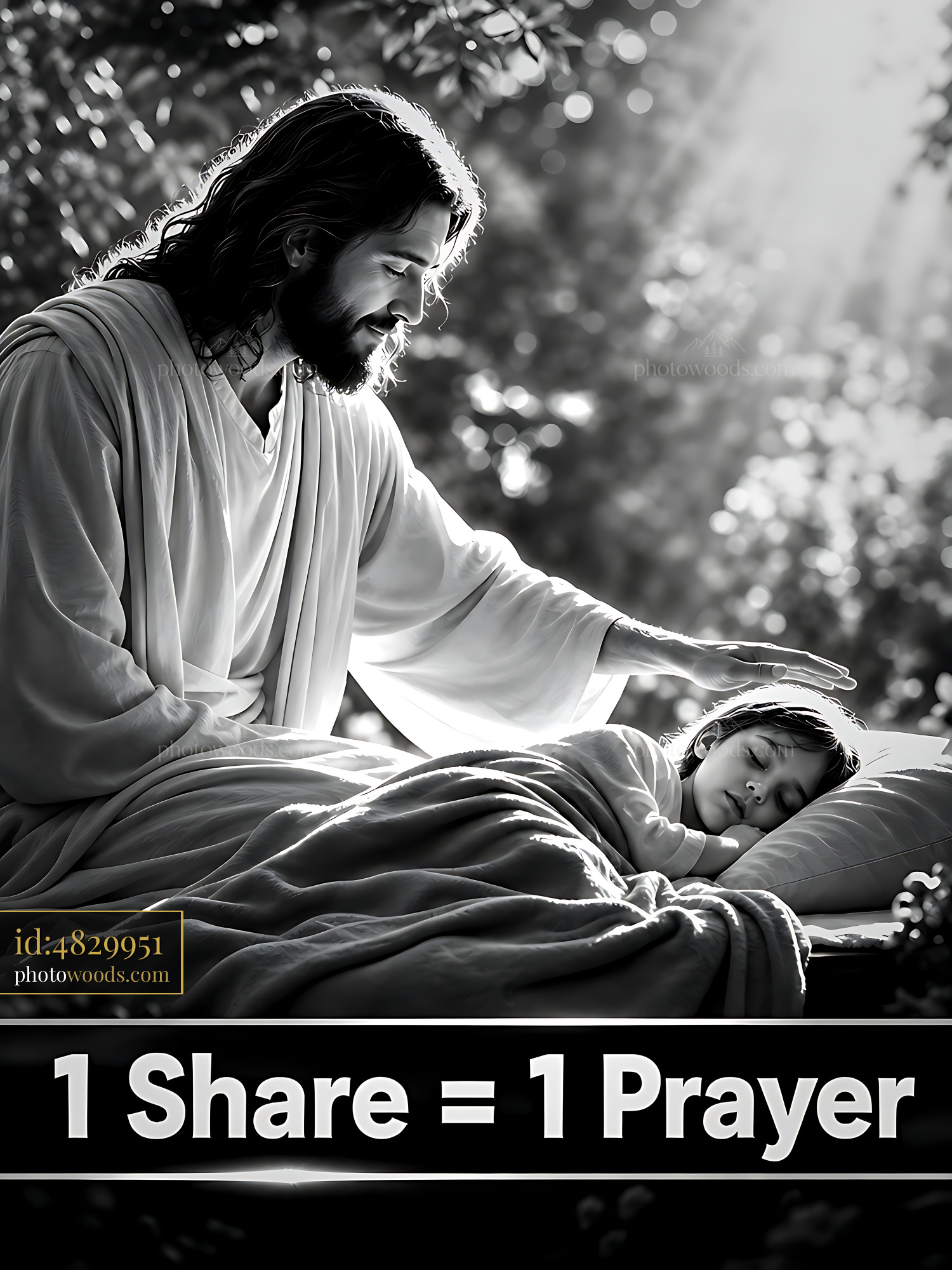Jesus With Child in Peaceful Setting, Offering Comfort and Support