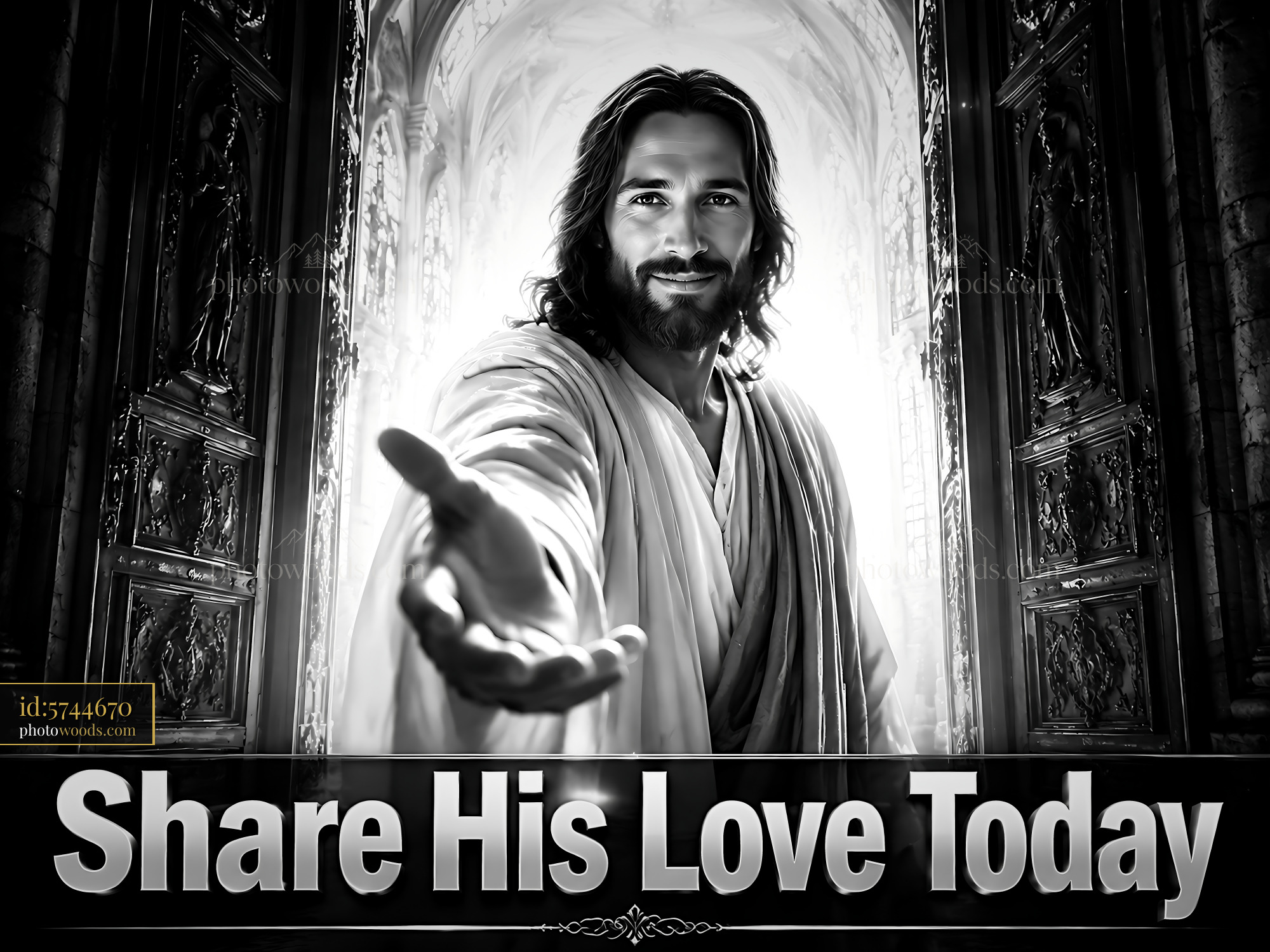 Jesus Offers His Hand to Share Love in a Sacred Space