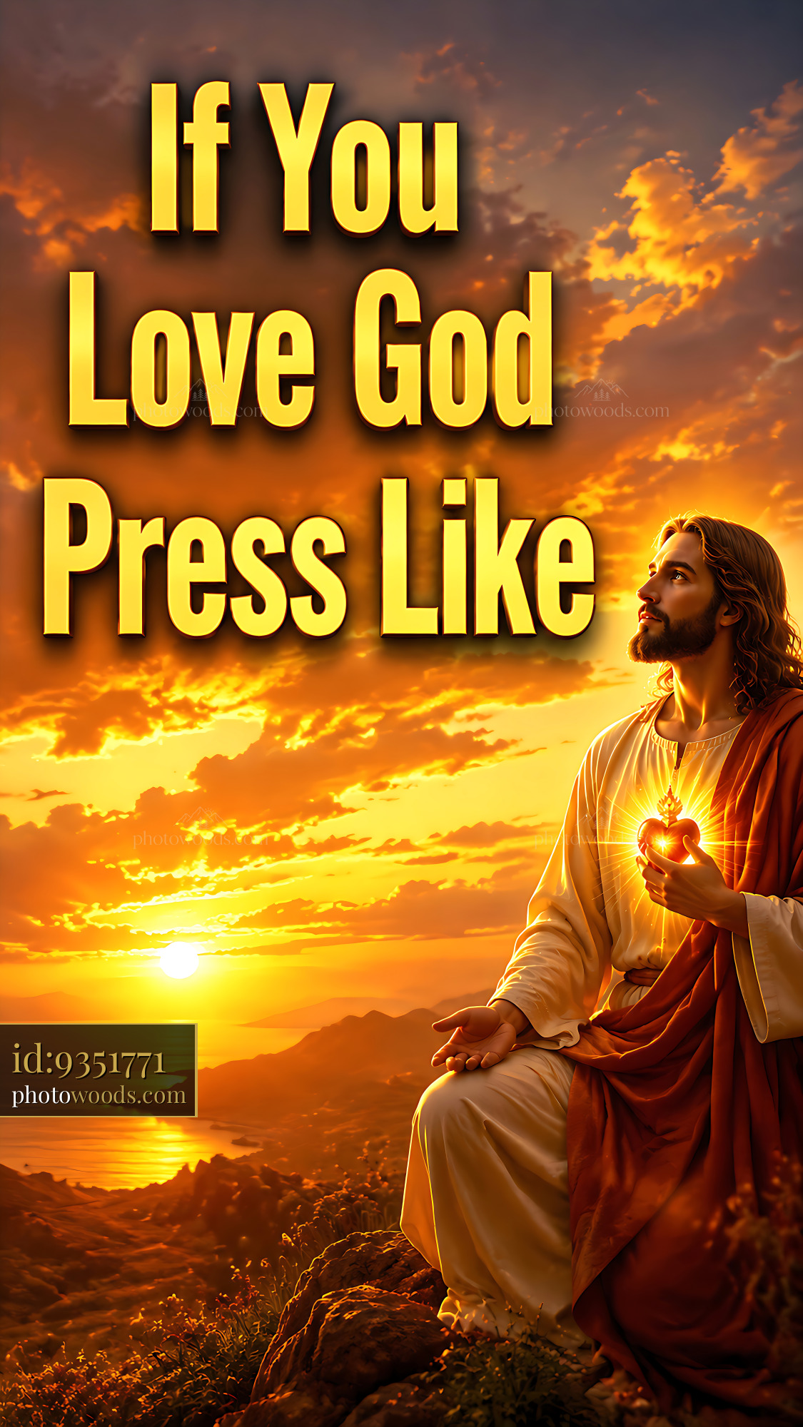 Jesus Holds Light While Sitting on a Hill at Sunset
