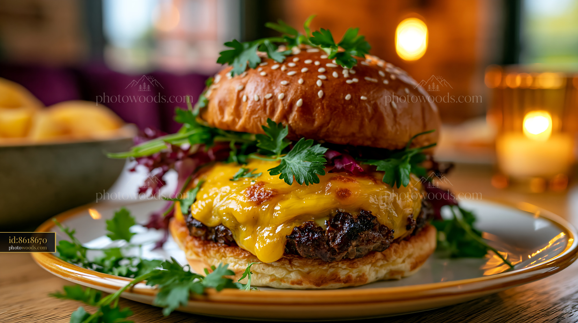Juicy Smash Burger With Melting Cheese on a Brioche Bun
