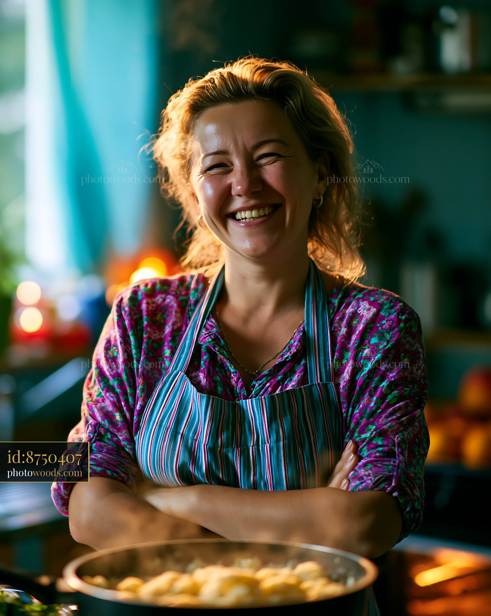Woman Smiles in Kitchen While Cooking a Meal With Joy and Warmth