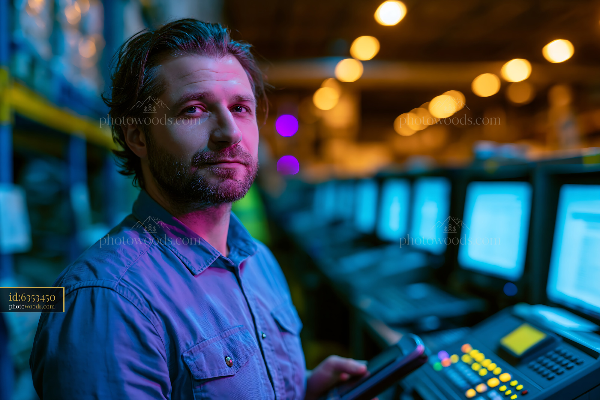 Warehouse Worker Using Scanner in Industrial Setting