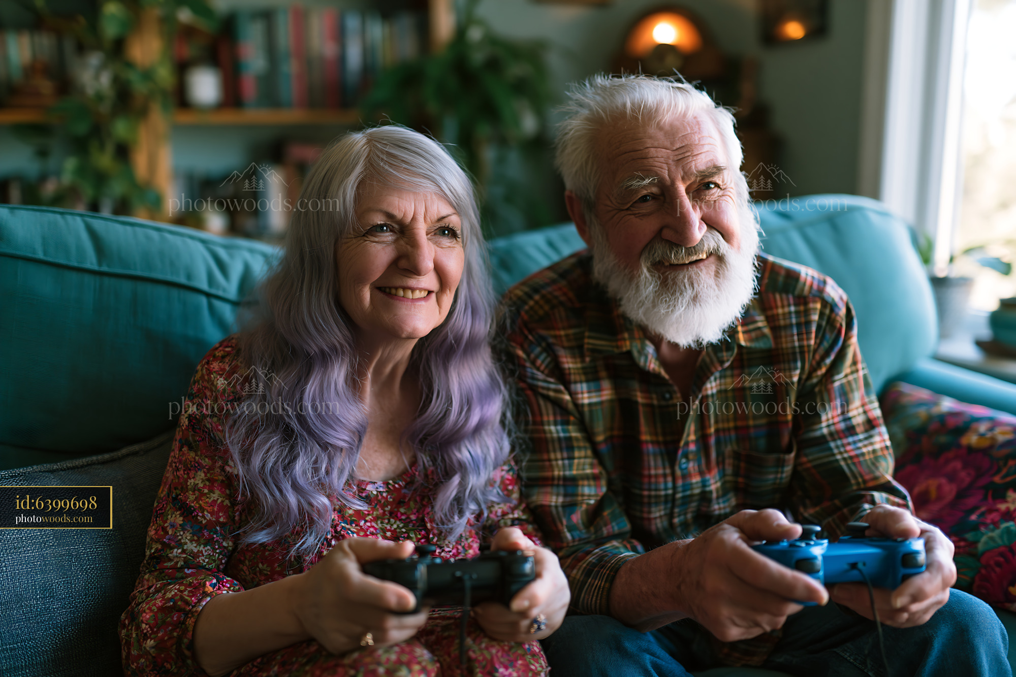 Elderly Couple Playing Video Games Together at Home