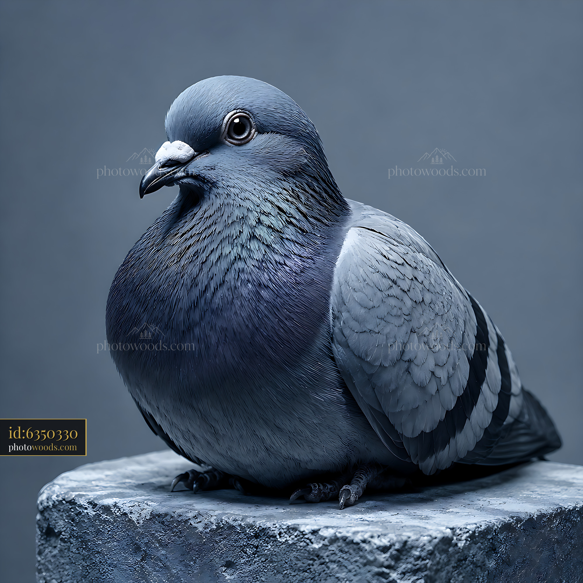Pigeon Resting on a Stone With a Smooth Surface Under Soft Light