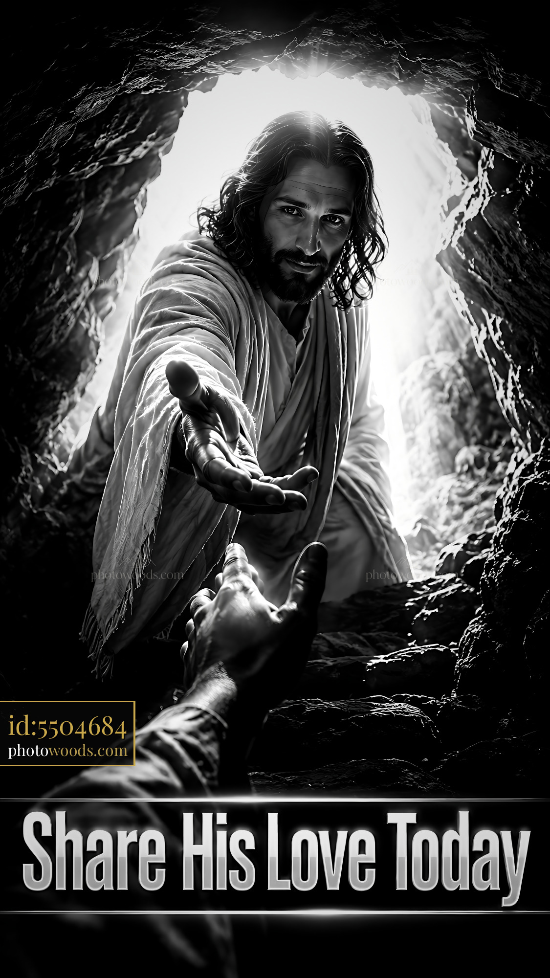 Jesus Reaches out to Offer Guidance and Support in Dark Space