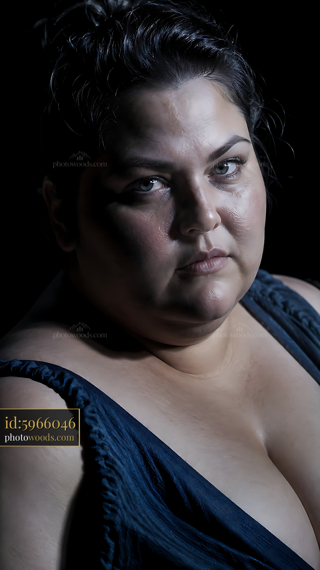 Woman Gazes Directly at Camera With Serious Expression