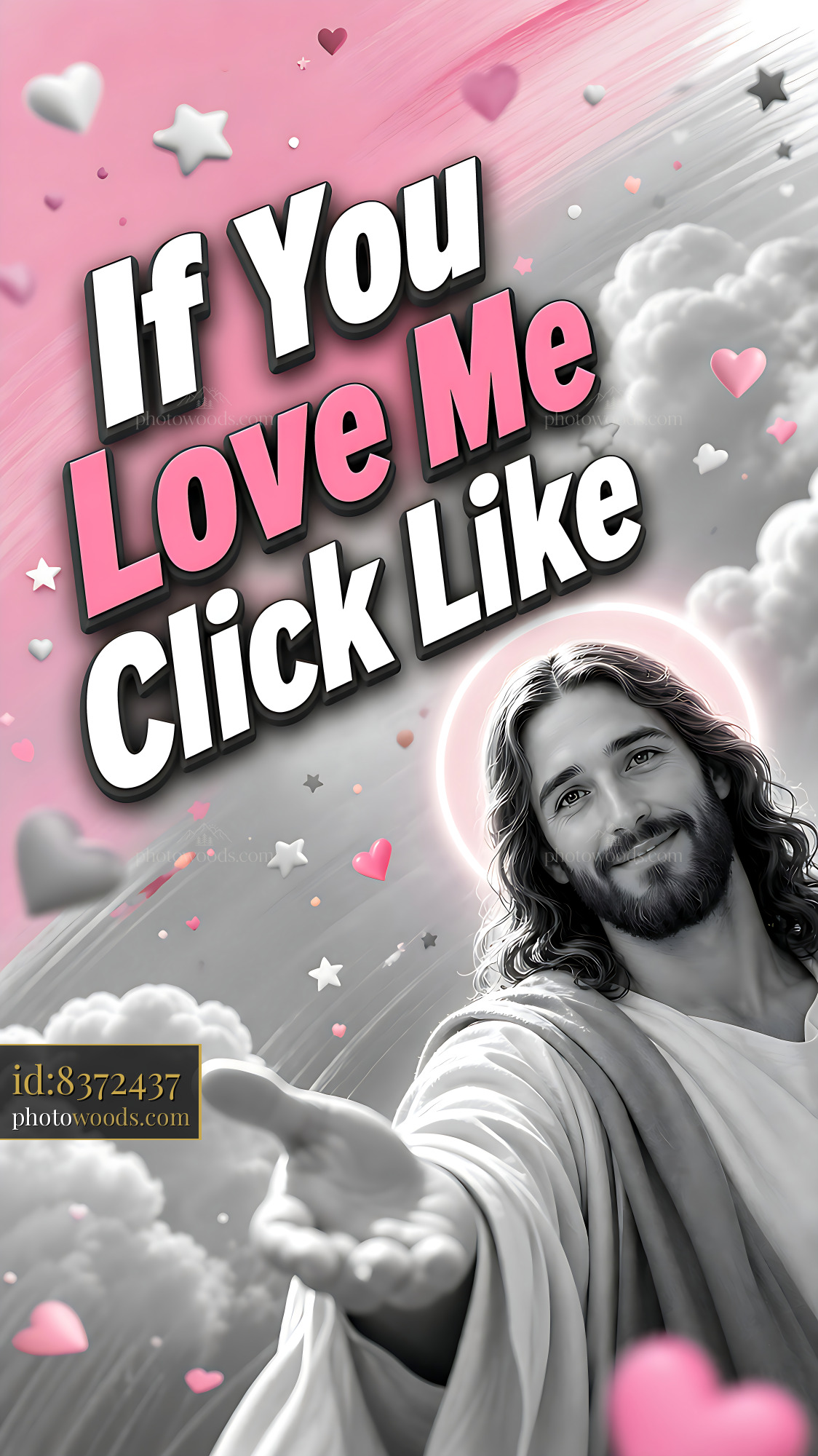 Jesus Extending Hand With Text Asking for Likes on Social Media