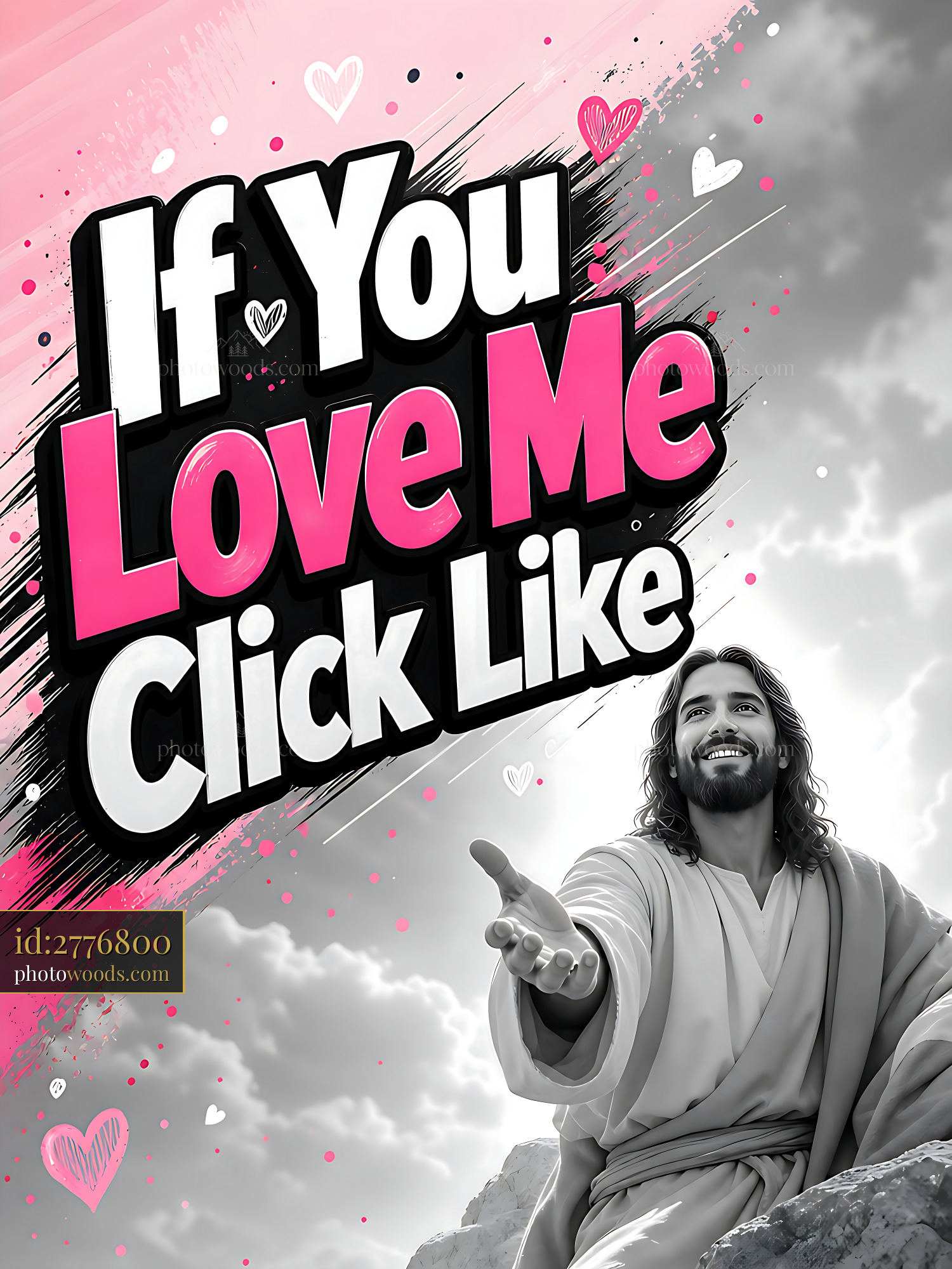 Jesus Reaching out to People in a Grayscale Background With Text