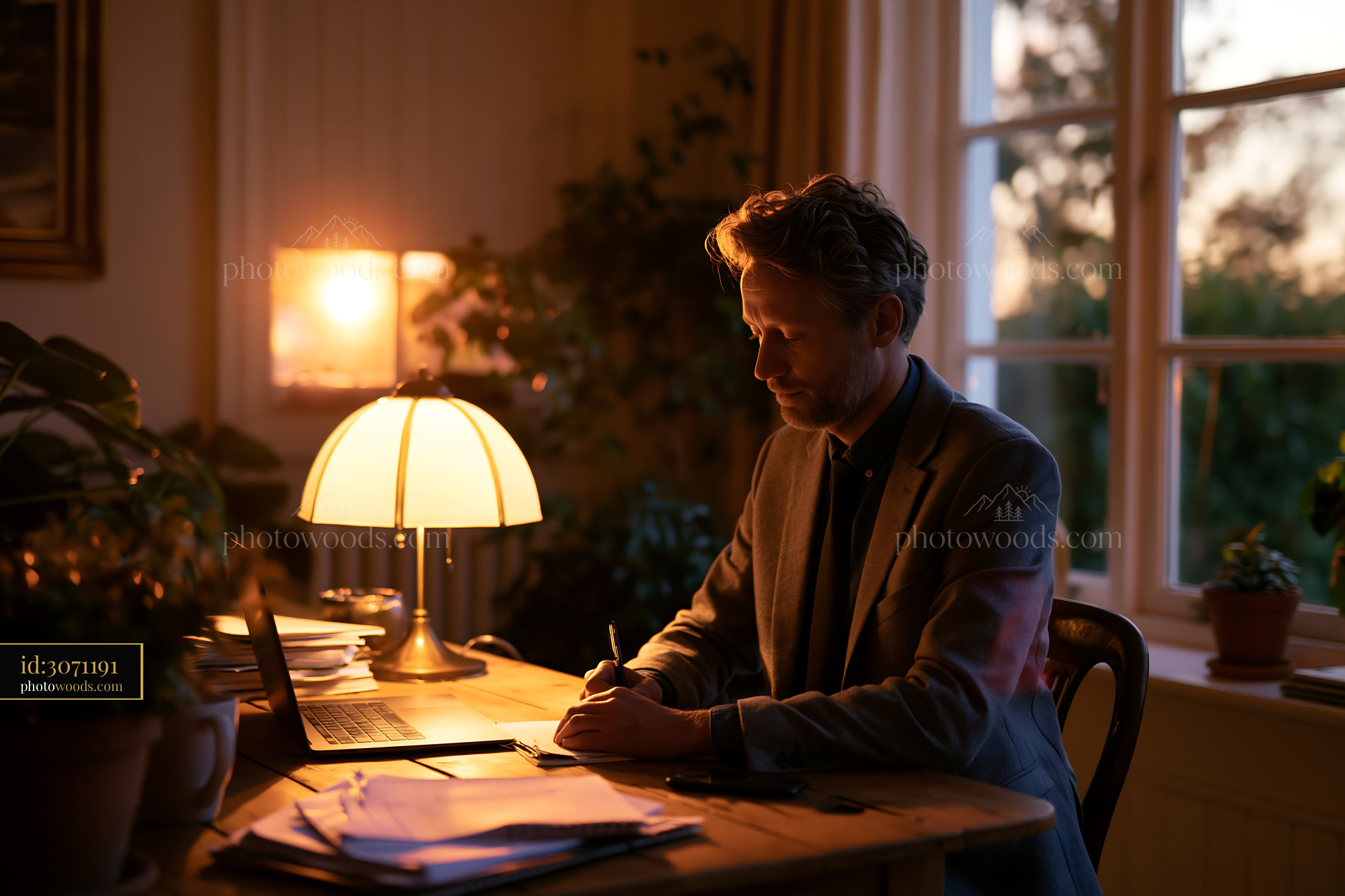 Employee Preparing for Salary Negotiation at Home Office Evening
