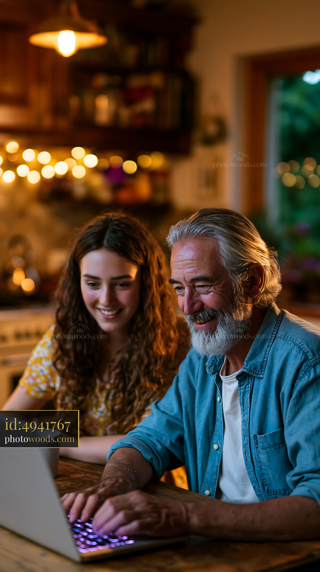 Grandfather and Teenage Granddaughter Learning Together at Home