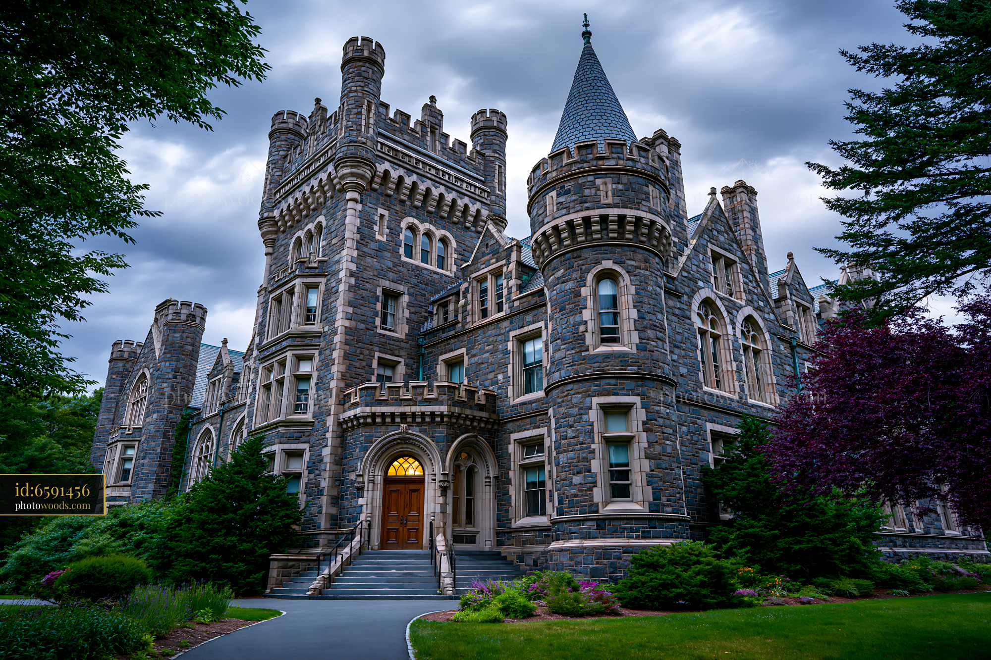 Bosto Castle Architecture in Evening Light on a Cloudy Day