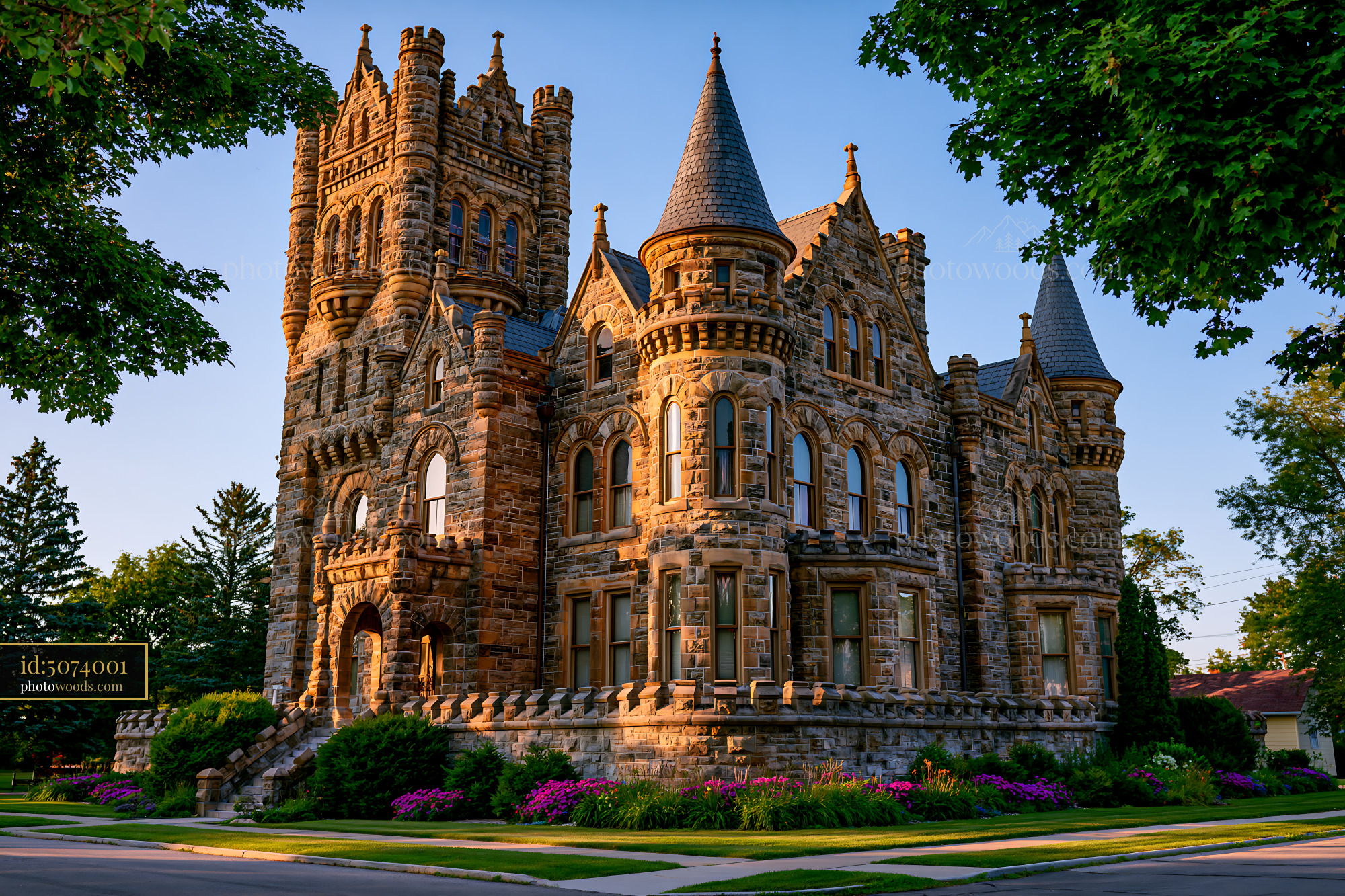 Castle Museum Saginaw MI in Evening Light With Surrounding Trees