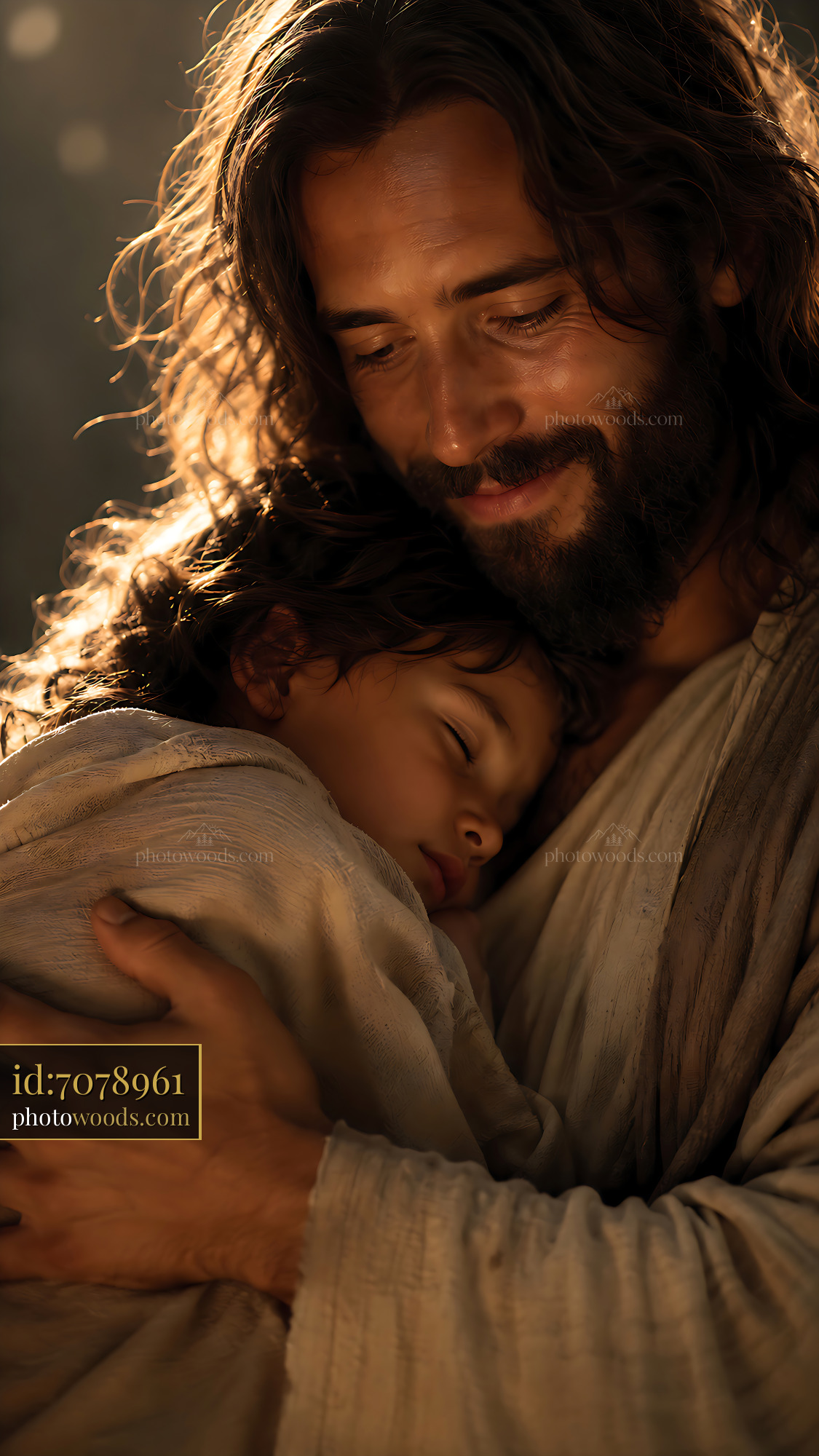 Man Holds Sleeping Child in Warm Light During Quiet Moment