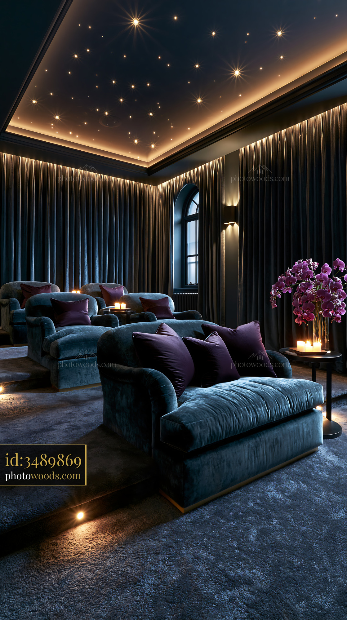 Minimalist Concrete Basement Cinema With Comfortable Seating