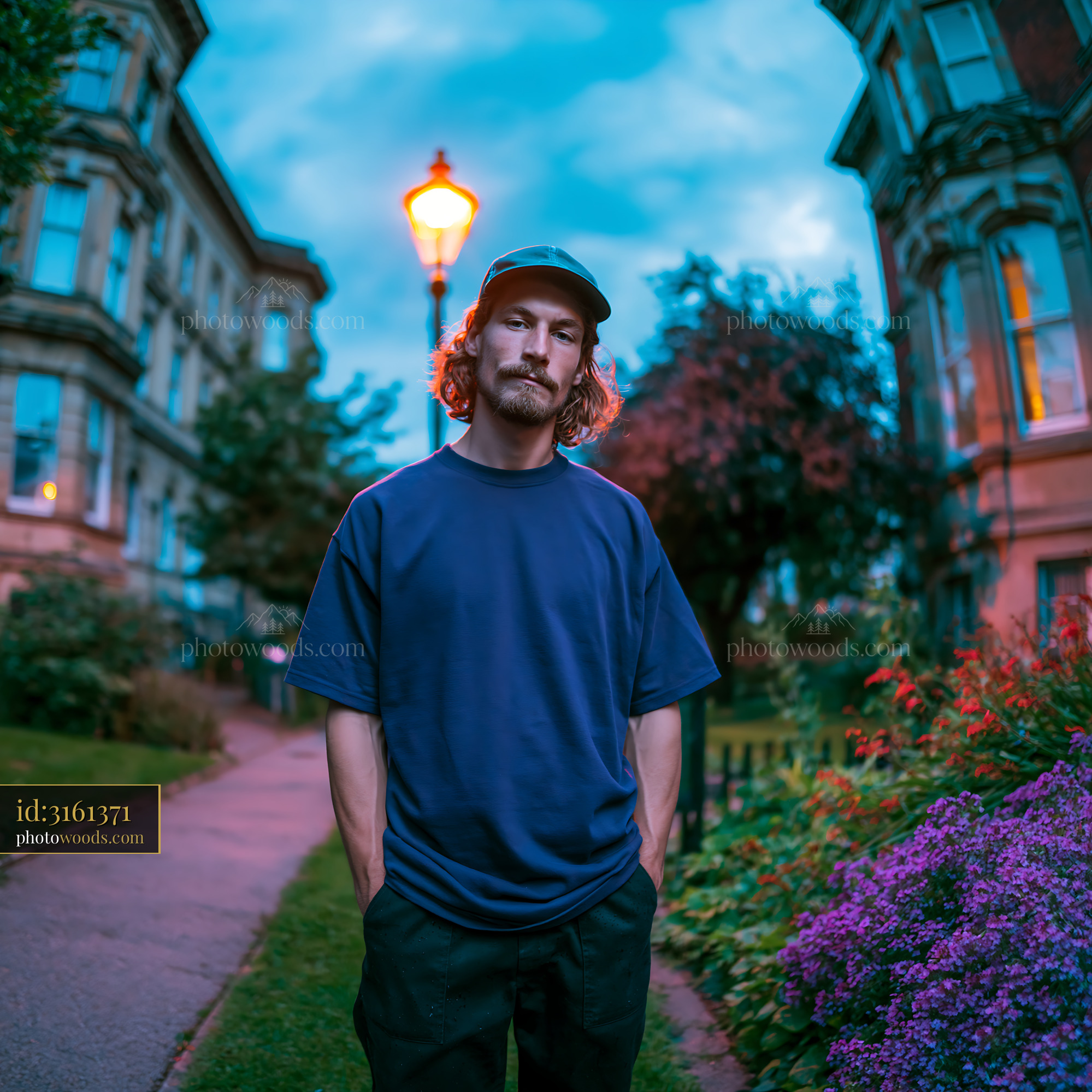 Skater Man in Casual Clothing Standing in Urban Park Setting