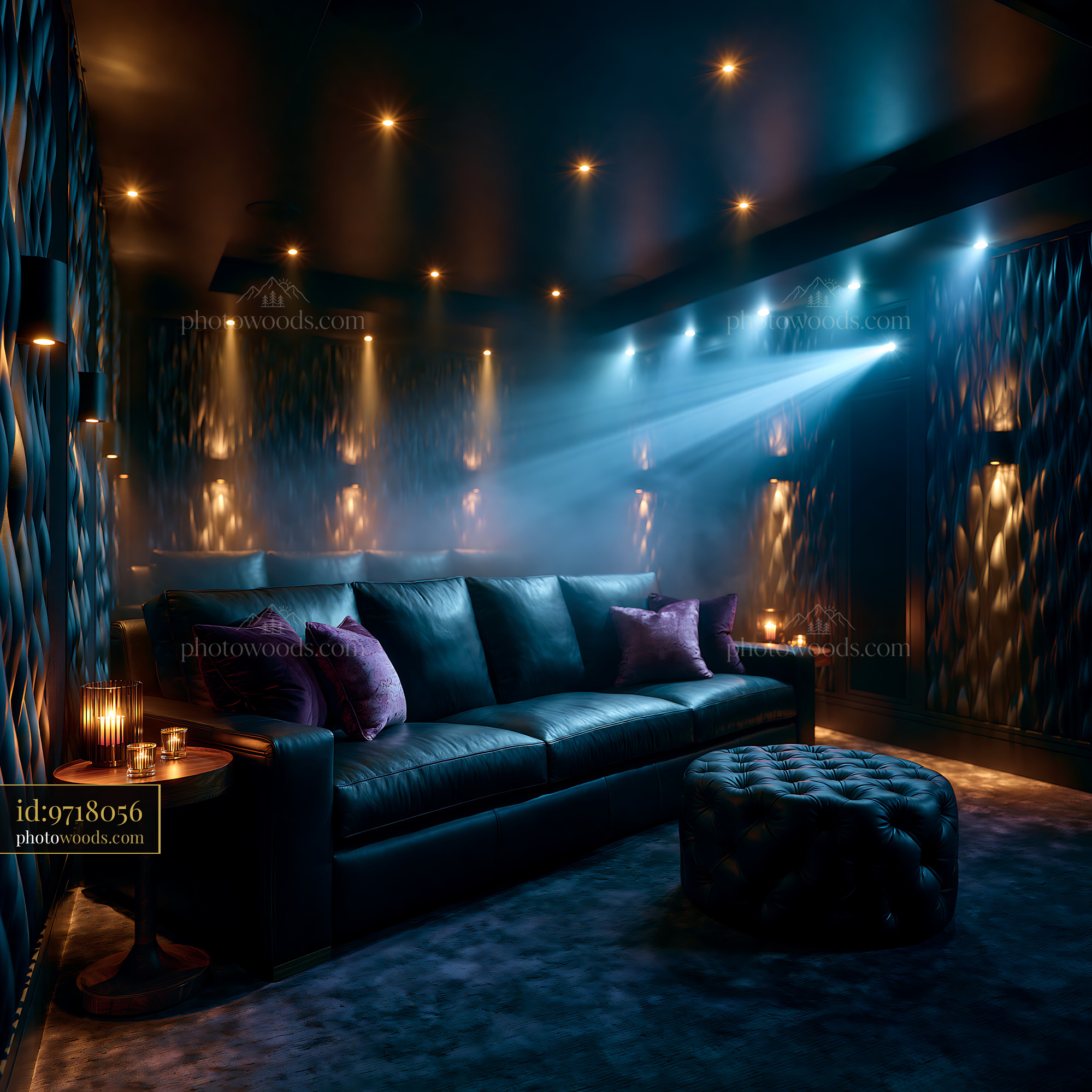 Dolby Style Home Theater With Modern Ambiance and Soft Lighting