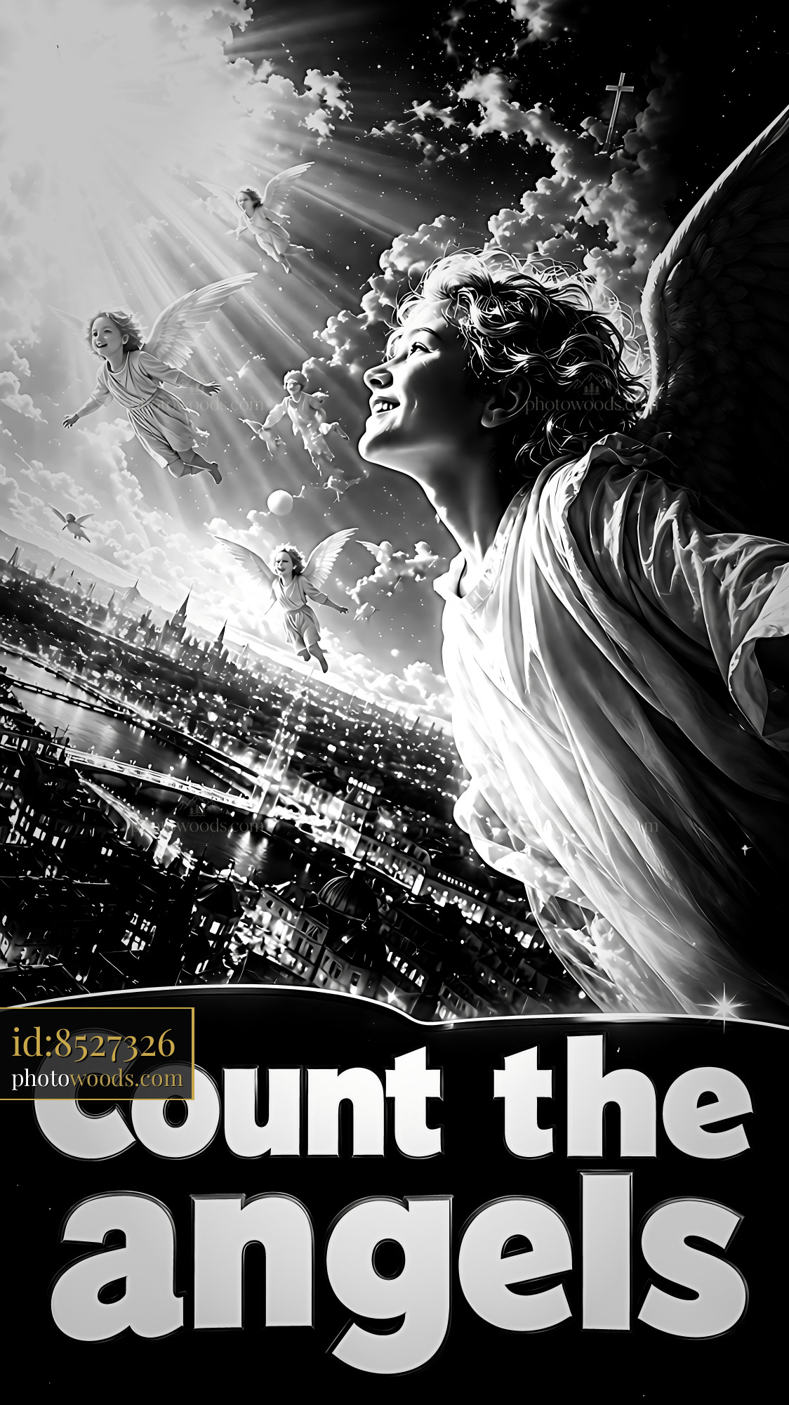 Count the Angels Soaring Over a City Under Bright Clouds
