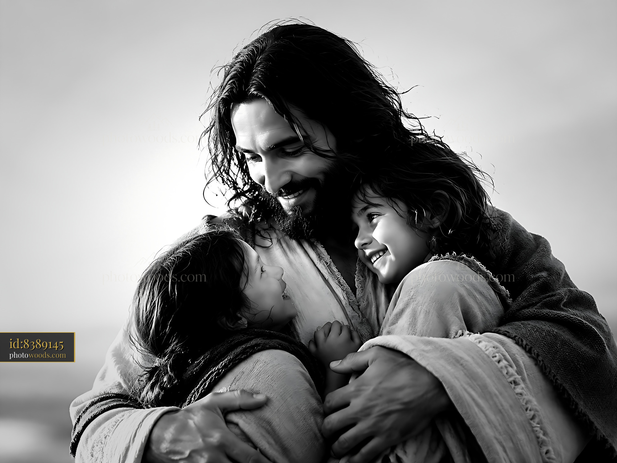 Man Holds Two Children While Sharing Joy on the Beach
