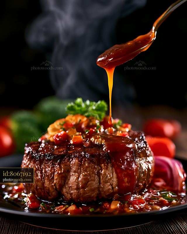 Glazed meatloaf with sauce being poured over a plated meal