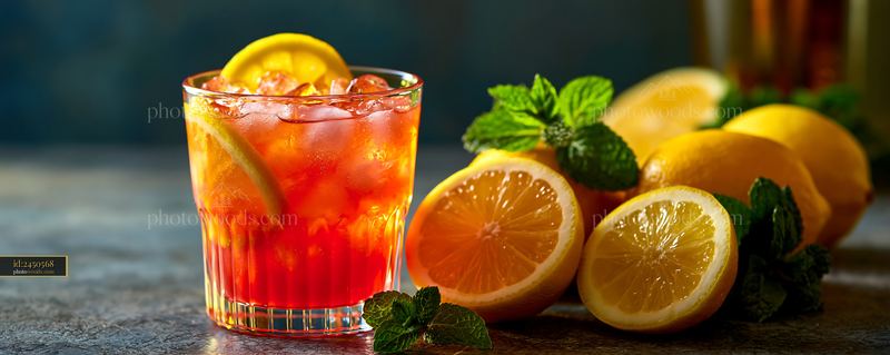 Citrus iced drink with lemon, lime, and fresh mint
