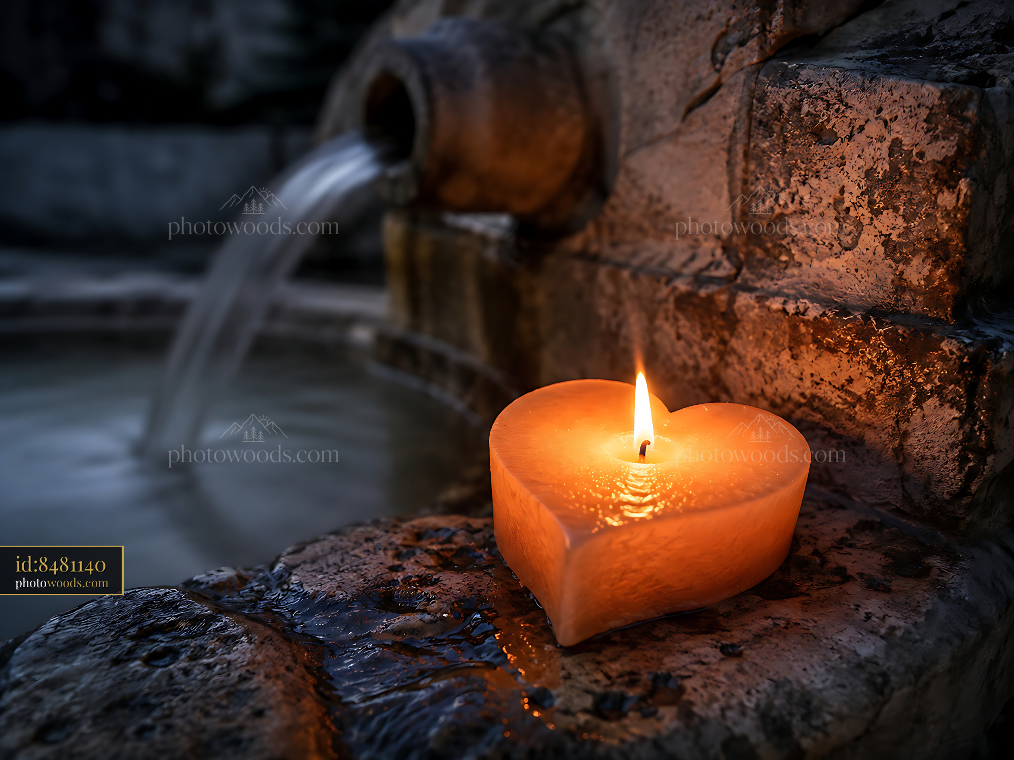 Candle Lights Water Source During Nighttime in Outdoor Setting