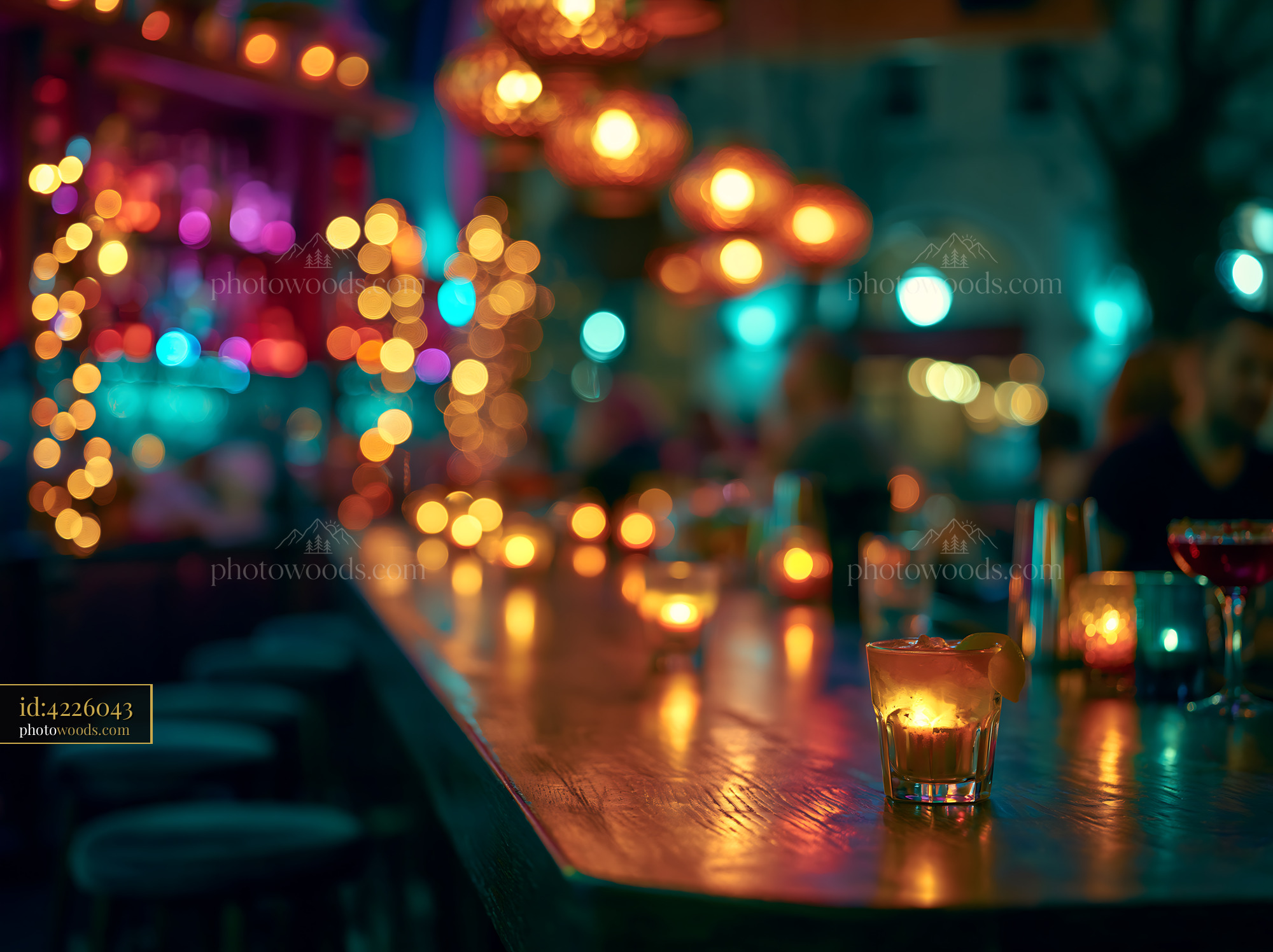 Bar Scene With Soft Lighting and Drinks on Counter During Evening