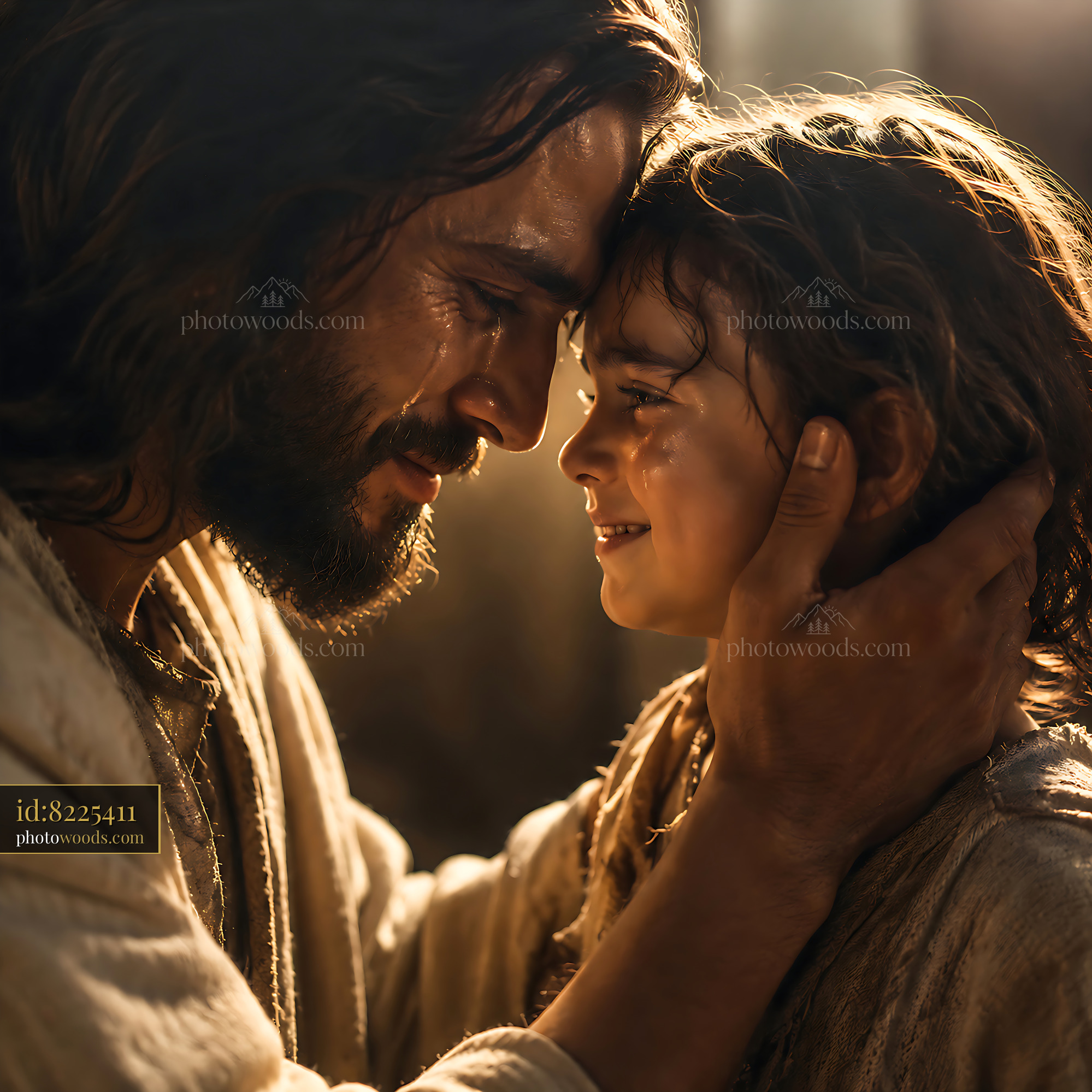 Man Smiles at Girl While Touching Her Face in Warm Light