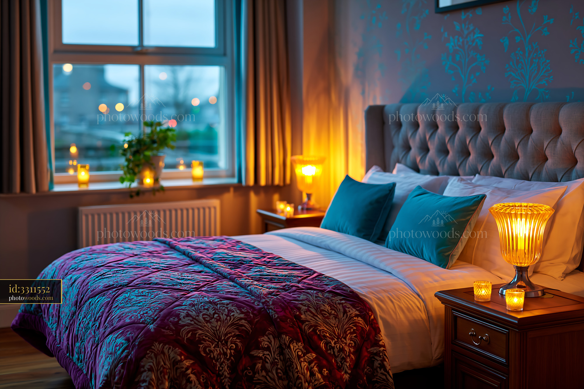 Boutique Hotel Bedroom With Warm Lighting and Cozy Decor