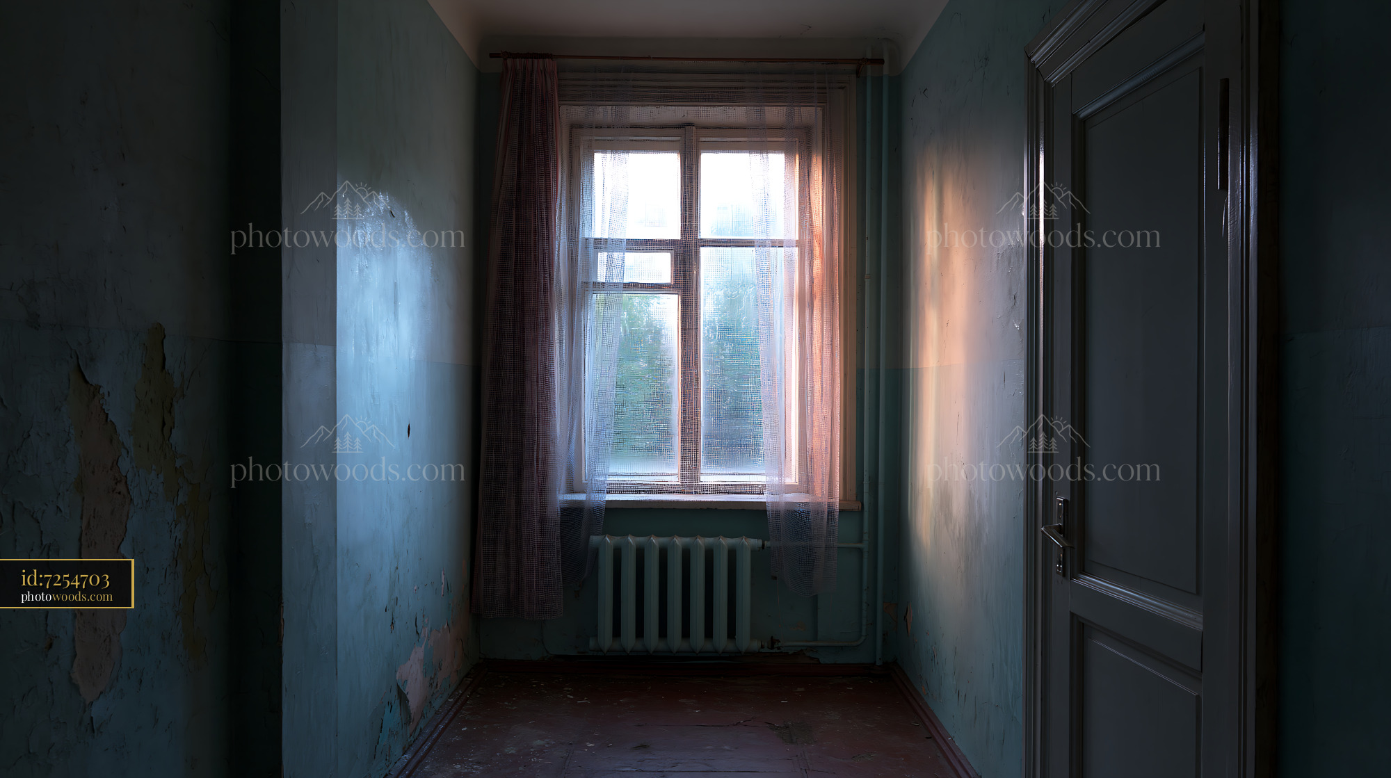 Crumbling Corridor in a Communal Flat With Icy Light