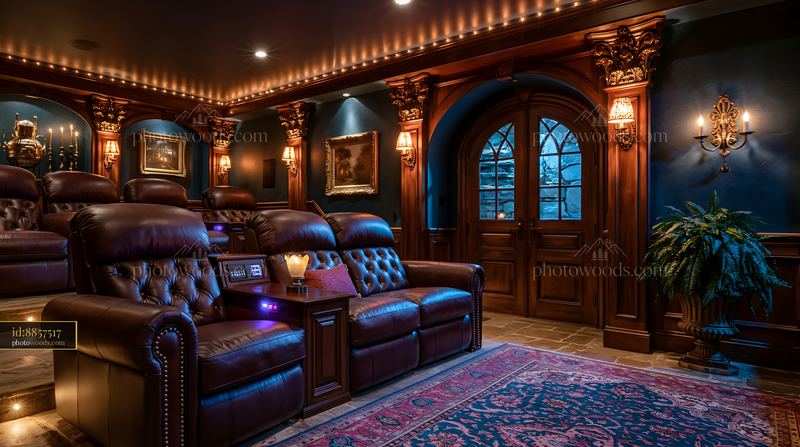 Private Underground Movie Theater With Tiered Seating and Decor