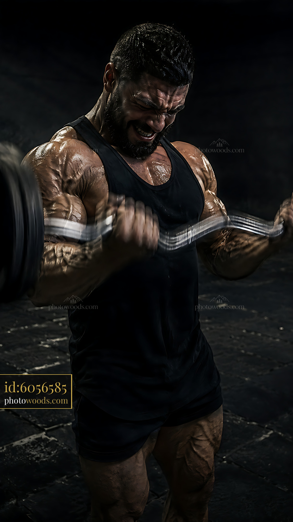 Man Lifting Heavy Barbell in Gym Strengthening Muscles