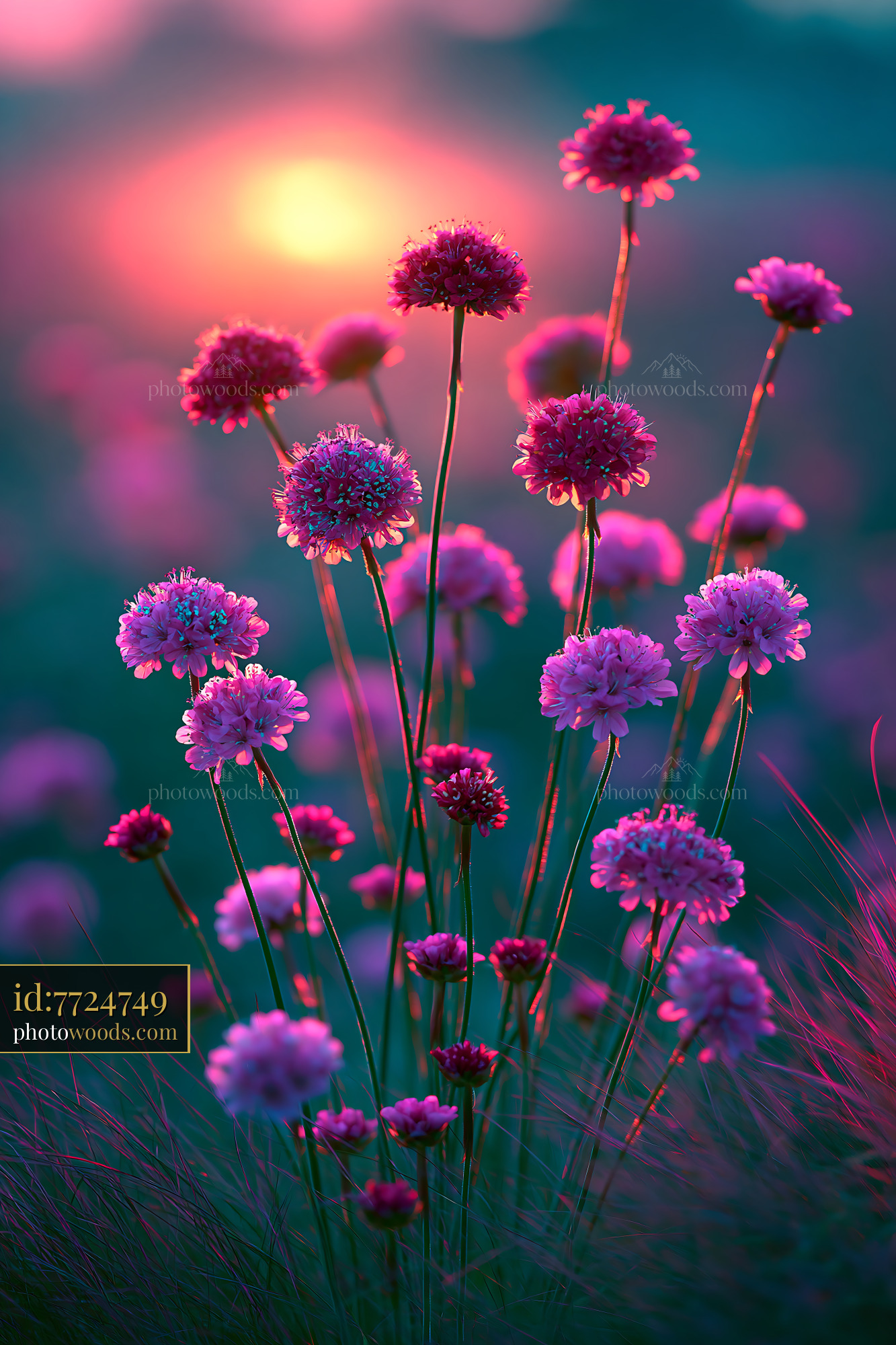 Flowers Bloom in Vibrant Colors Under Sunset Light
