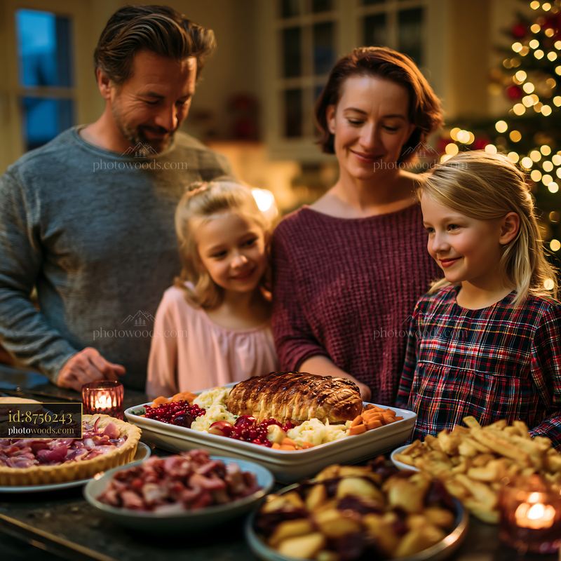 Family Preparing Traditional Festive Food Together